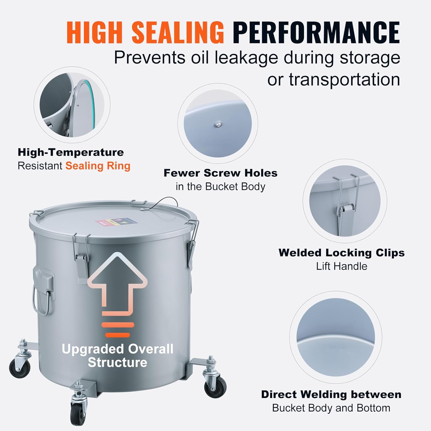 Vevor Secchio per Grasso di Friggitrice 16 Gal, Grigio - immagine 4