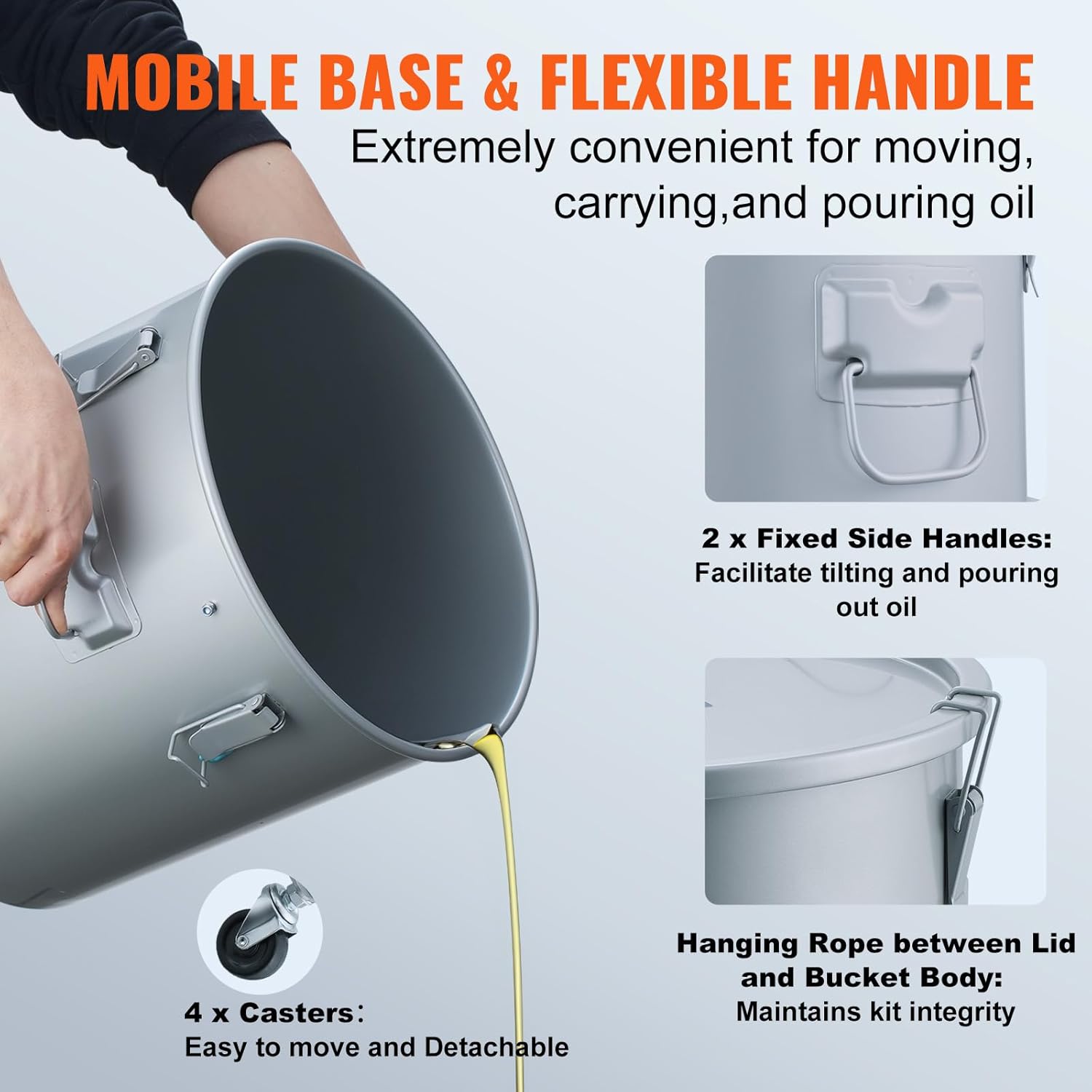 Vevor Secchio per Grasso di Friggitrice 16 Gal, Grigio - immagine 5
