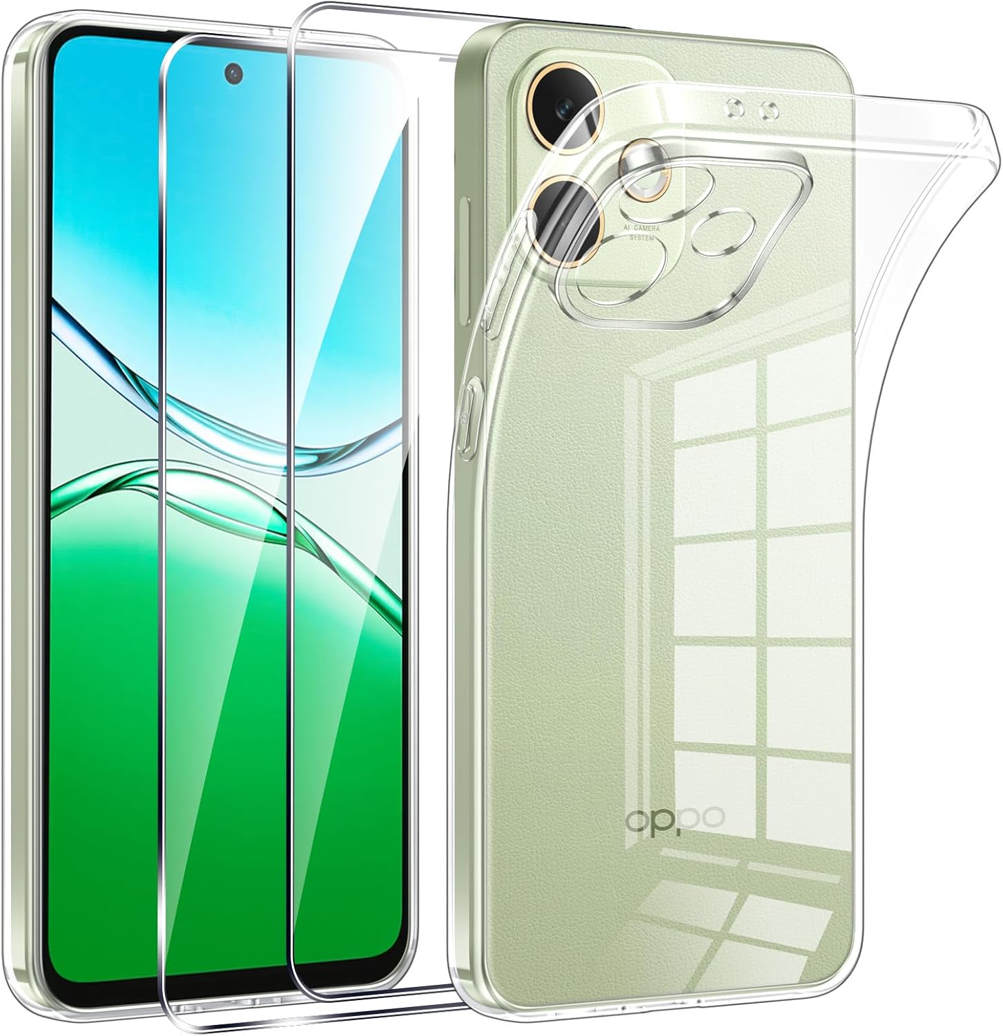 Phoona Cover Trasparente e 2 Vetri Temperati per OPPO A5 Pro - immagine 1