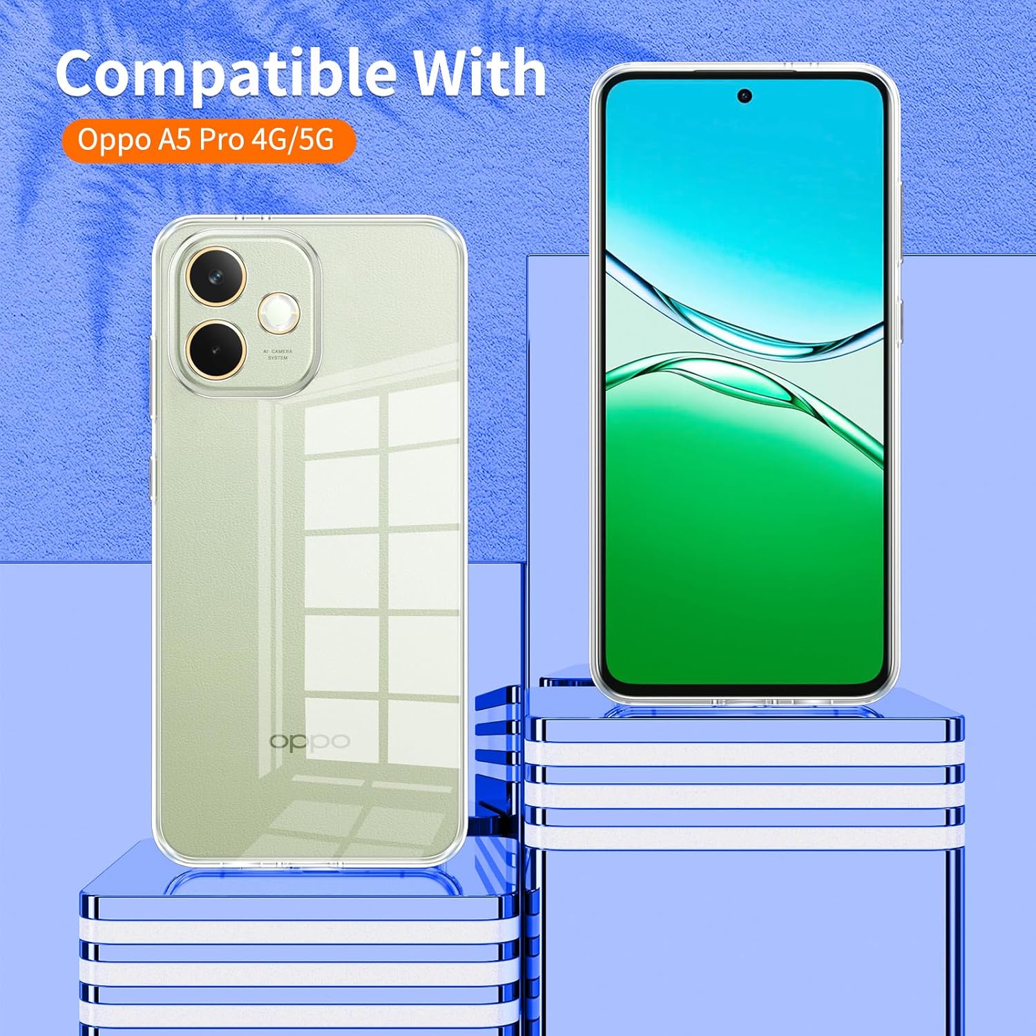 Phoona Cover Trasparente e 2 Vetri Temperati per OPPO A5 Pro - immagine 2