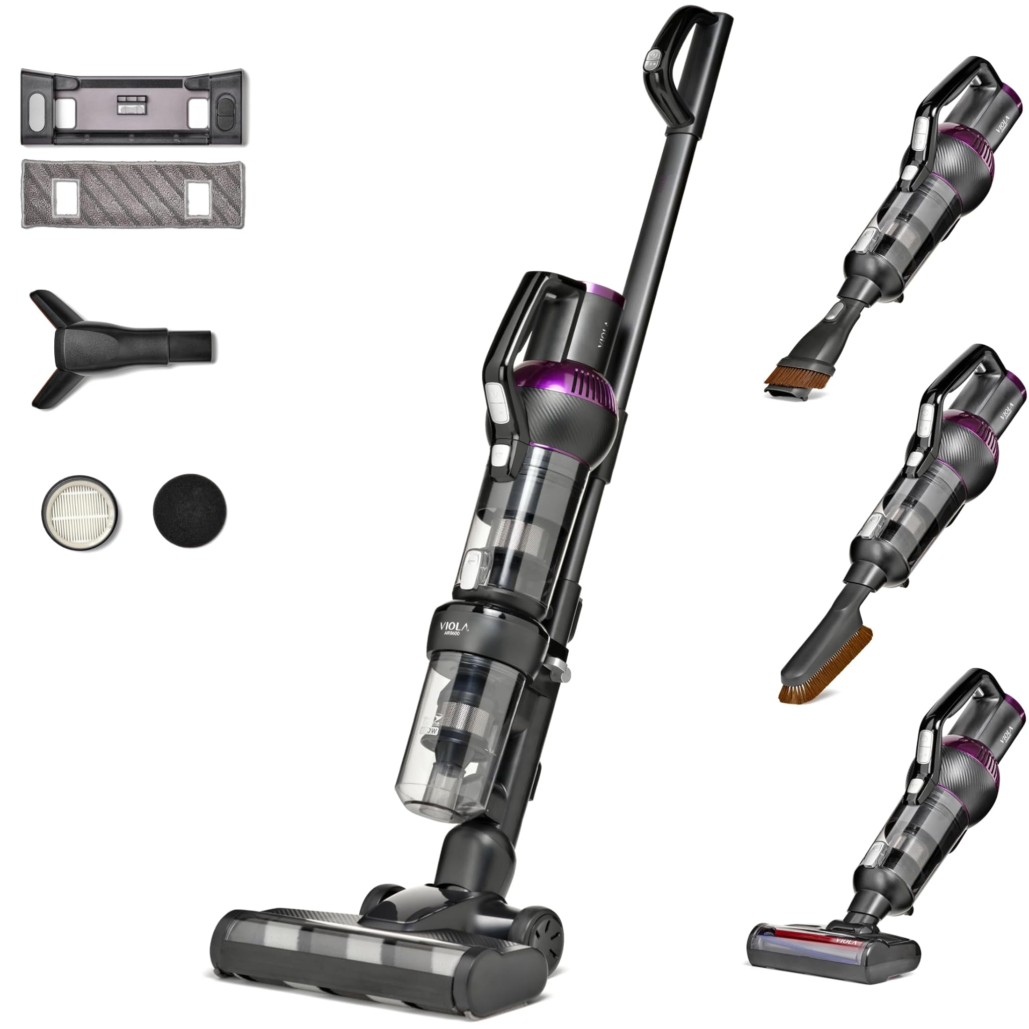 Viola Aspirapolvere Senza Fili 80min/600W, Nero