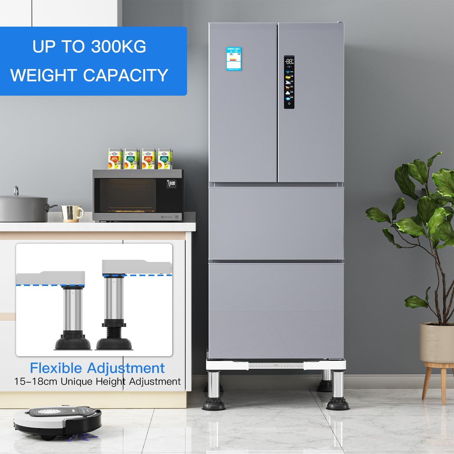 DEWEL Base per Lavatrice Regolabile, Bianco - immagine 4