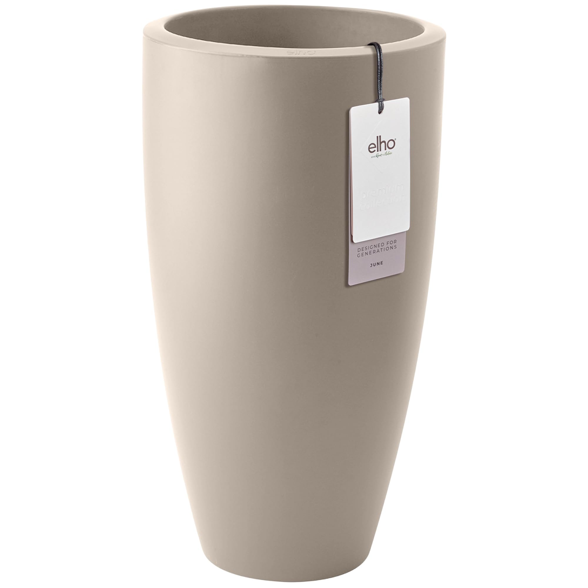 elho June Round High 40 - Vaso per piante per interni ed esterni, 100% plastica riciclata, Ø 39,0 x 70,1 cm, beige/beige bilanciato