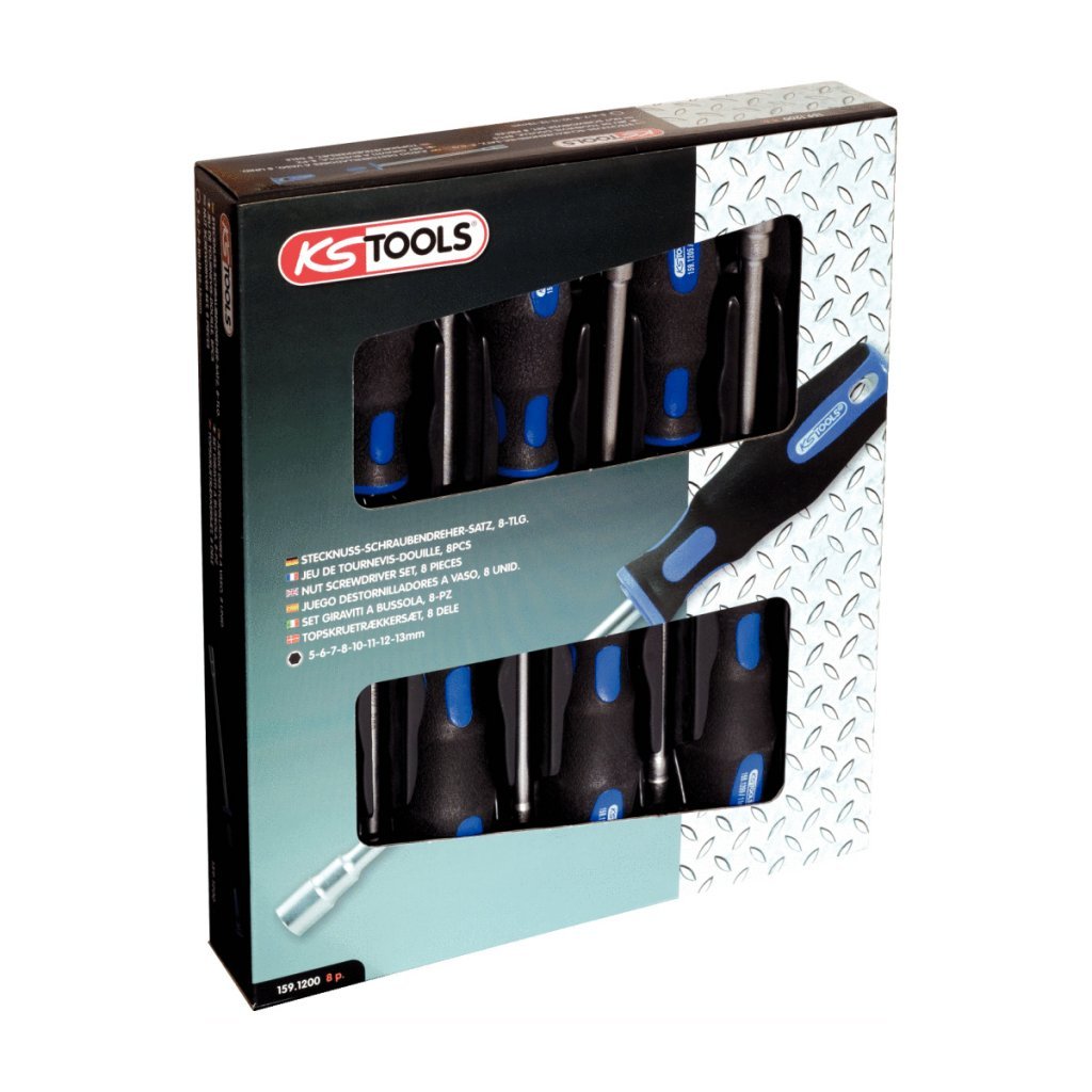 KS Tools 159.1200 Serie di Giraviti a Bussola Ergotorqueplus, 8 Pezzi, 5-13 mm