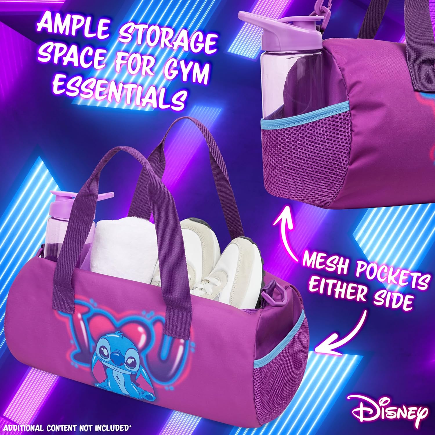 Disney Borsone Palestra per Bambini Viola Stitch - immagine 4