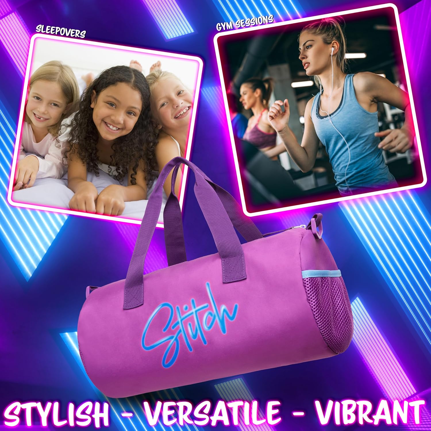 Disney Borsone Palestra per Bambini Viola Stitch - immagine 5