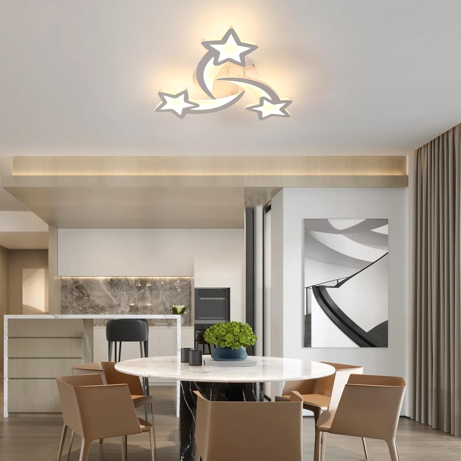 Plafoniera LED 38W 3240lm Design Stella, Bianco - immagine 5