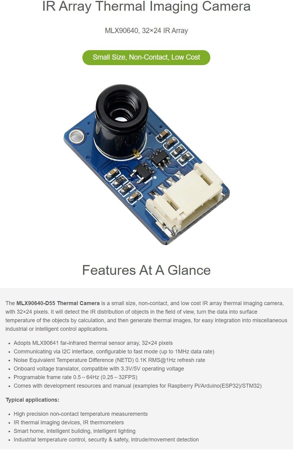 Waveshare MLX90640 IR Array Thermal Imaging Camera - immagine 4