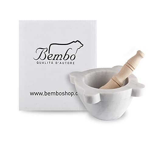 Mortaio Artigianale Bembo in Marmo Bianco di Carrara