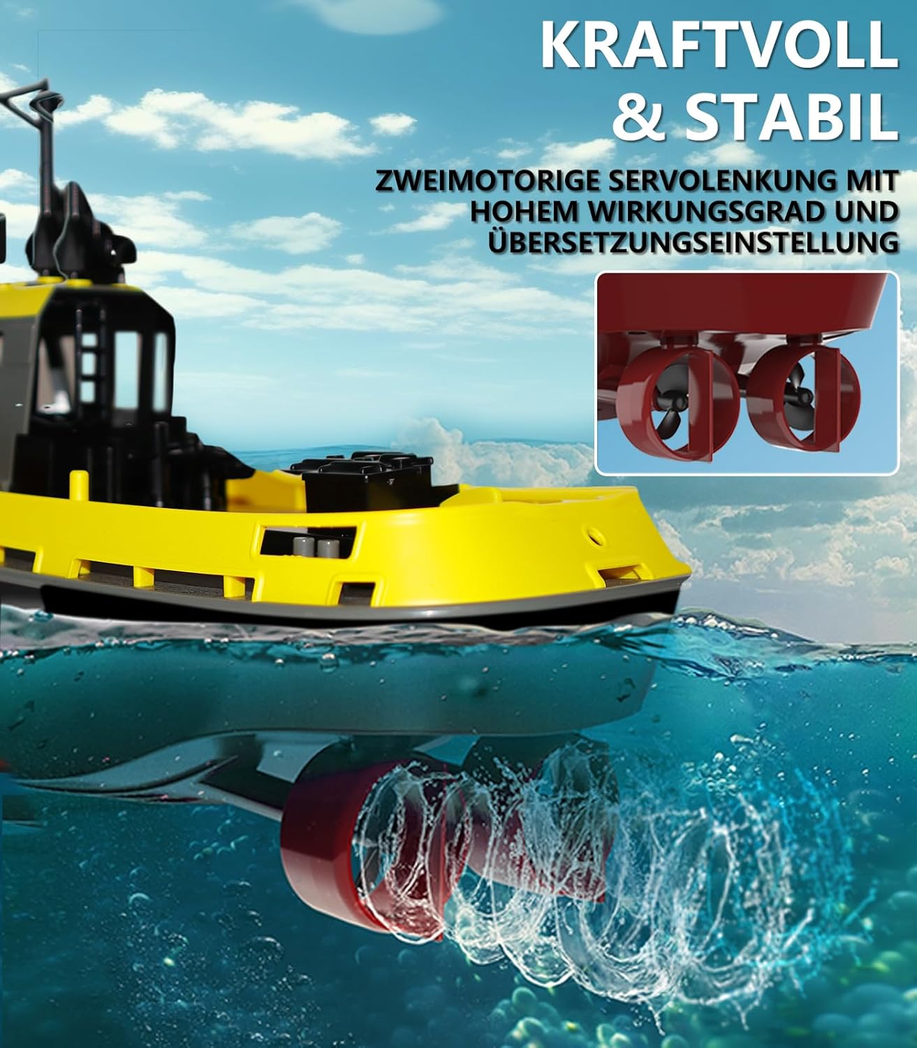 fisca Barca Telecomandata RC Alta Velocità 1/72, Giallo - immagine 6