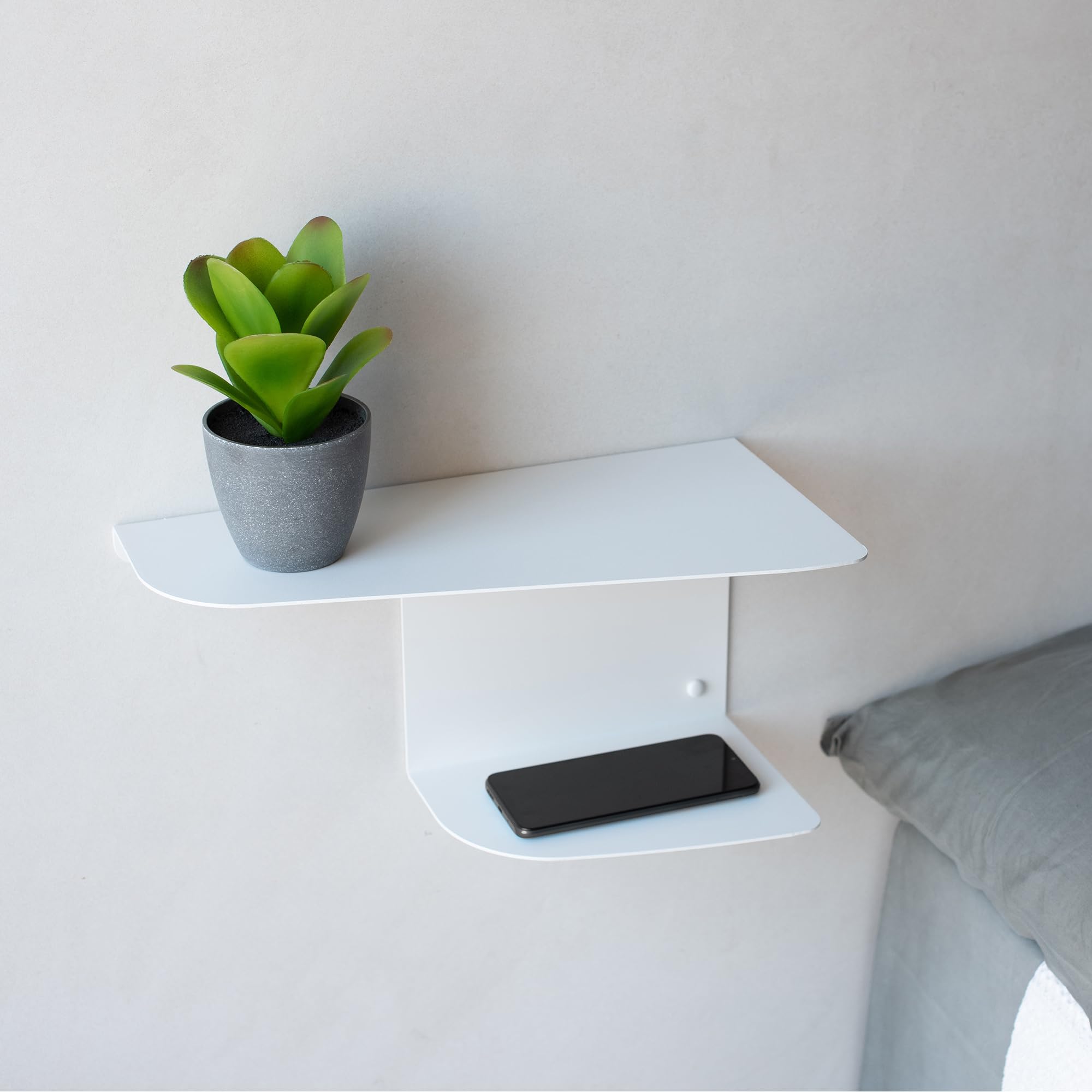 Miluka Set 2 Comodini Sospesi Bianchi 40x20 cm