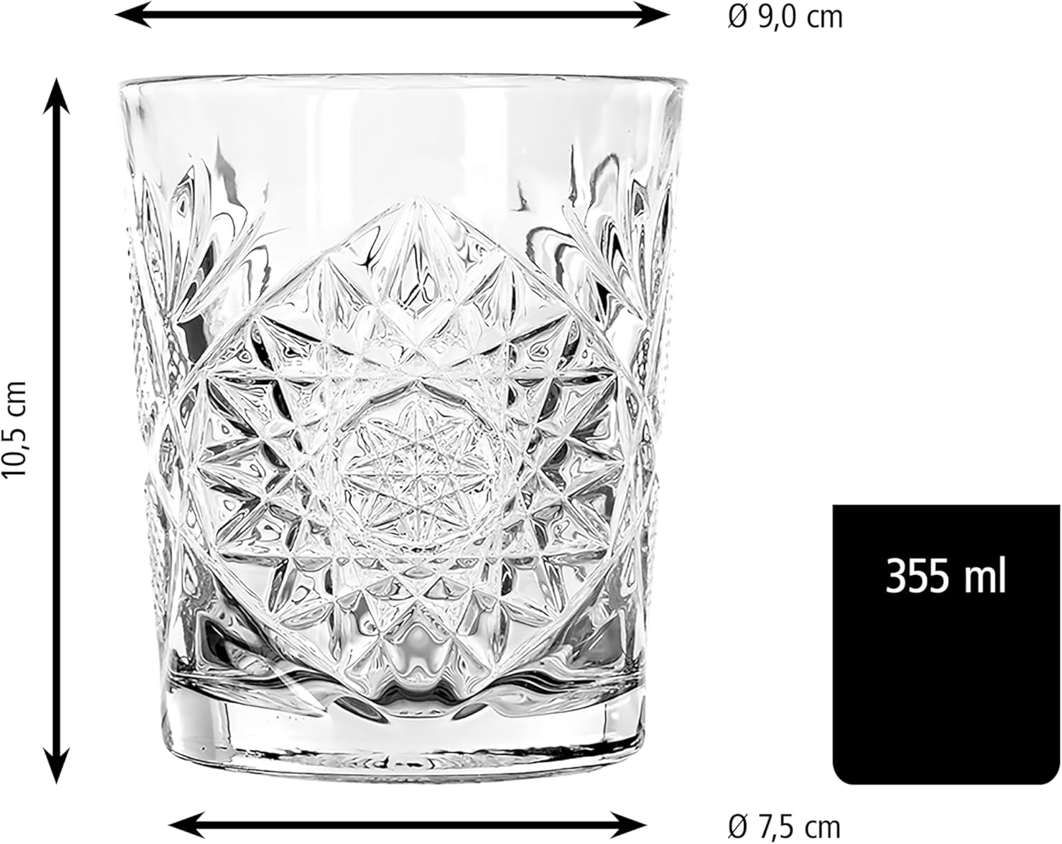 Libbey Hobstar 12 x Whiskygläser, Tumbler, Glas, 355 ml - immagine 2