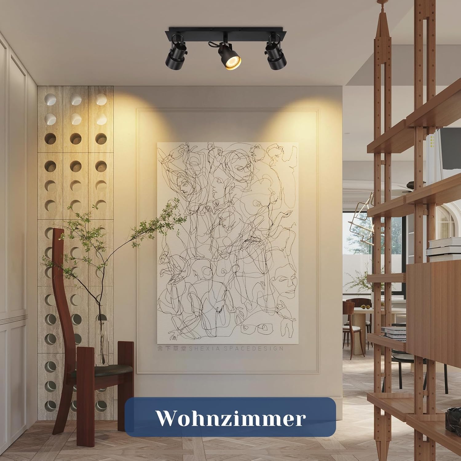 Cbjktx Faretto da Soffitto 3 Luci Orientabili Nere GU10 - immagine 7