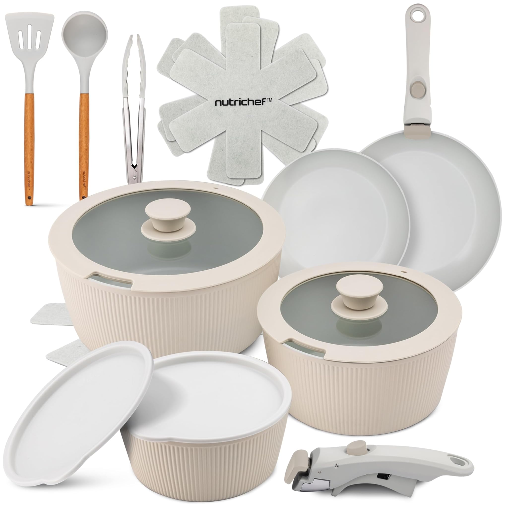 Nutrichef Set Pentole e Padelle in Ceramica 18 Pezzi