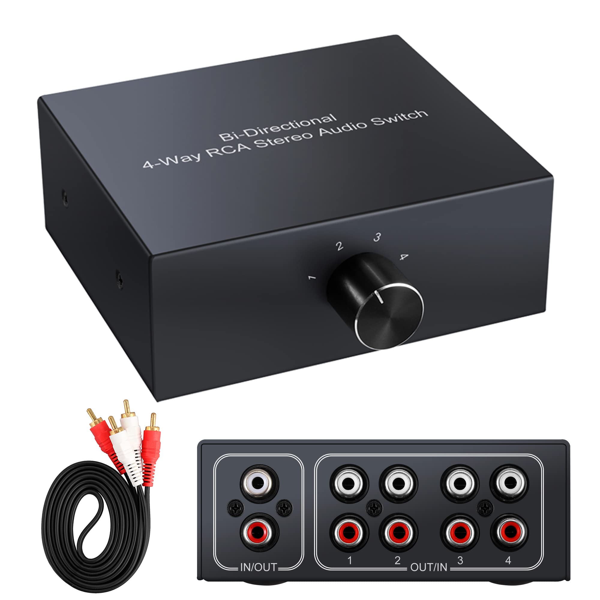 Commutatore Audio Stereo Bidirezionale L/R RCA a 4 Vie