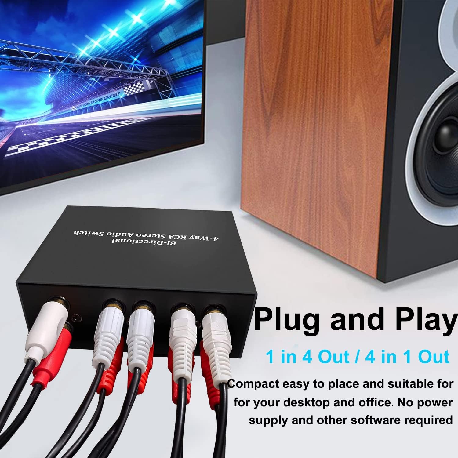 Commutatore Audio Stereo Bidirezionale L/R RCA a 4 Vie - immagine 4