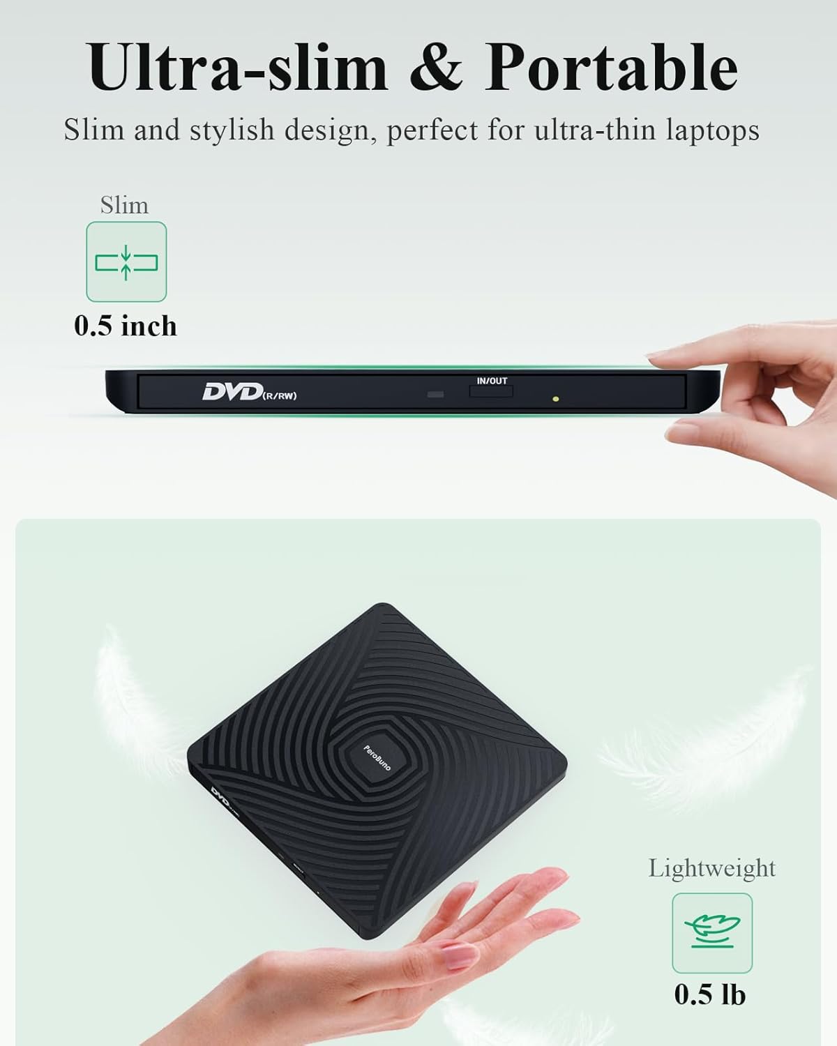 Perobuno Masterizzatore DVD Esterno USB 3.0 Type-C - immagine 2