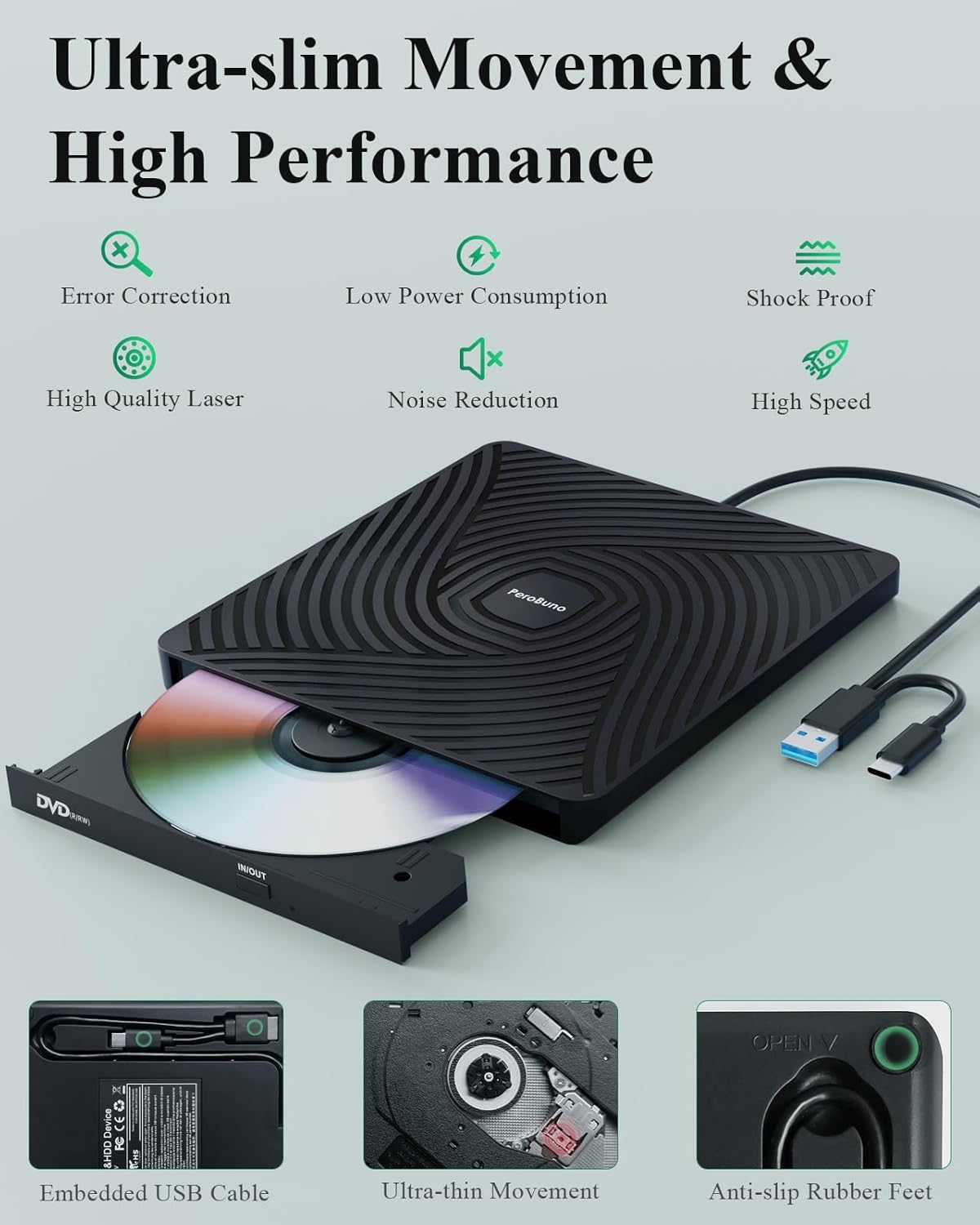 Perobuno Masterizzatore DVD Esterno USB 3.0 Type-C - immagine 8