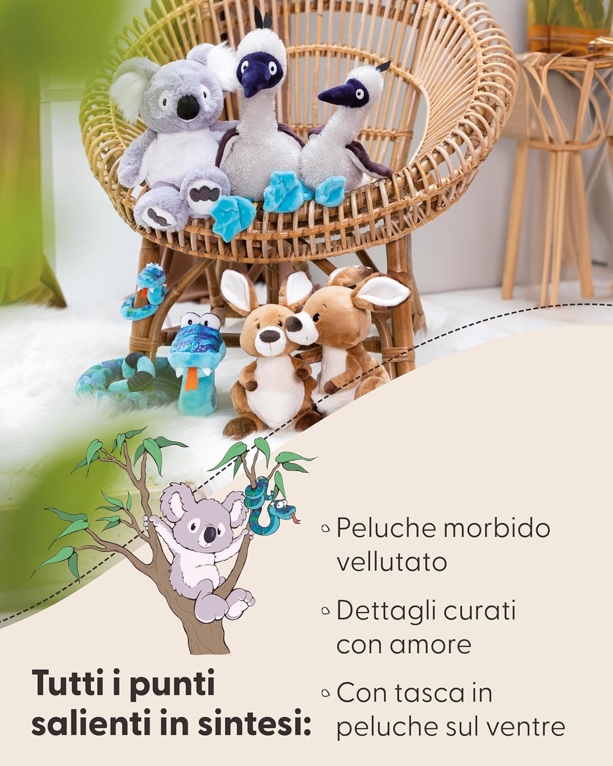 NICI Koala Barry di Peluche 50cm, Grigio - immagine 4