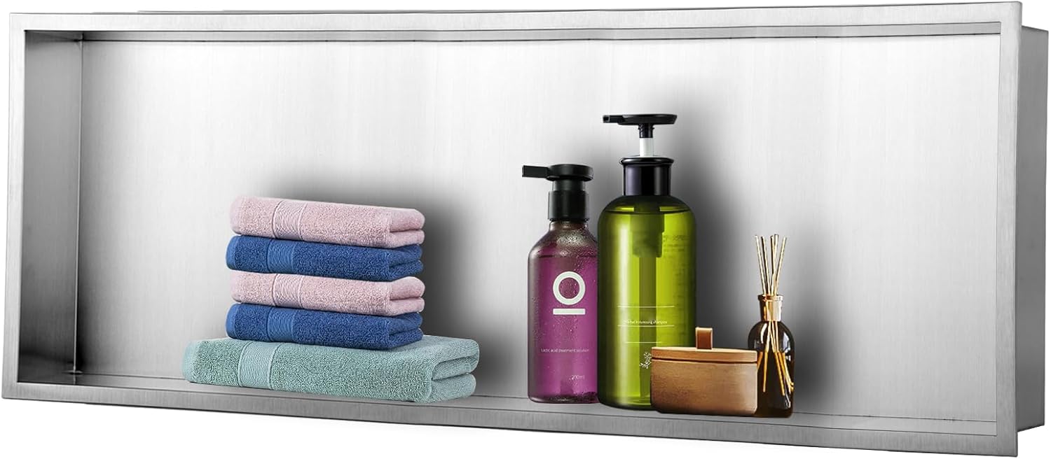 Euroharry Nicchia da Parete 90x30x10 cm, Acciaio Inox 304