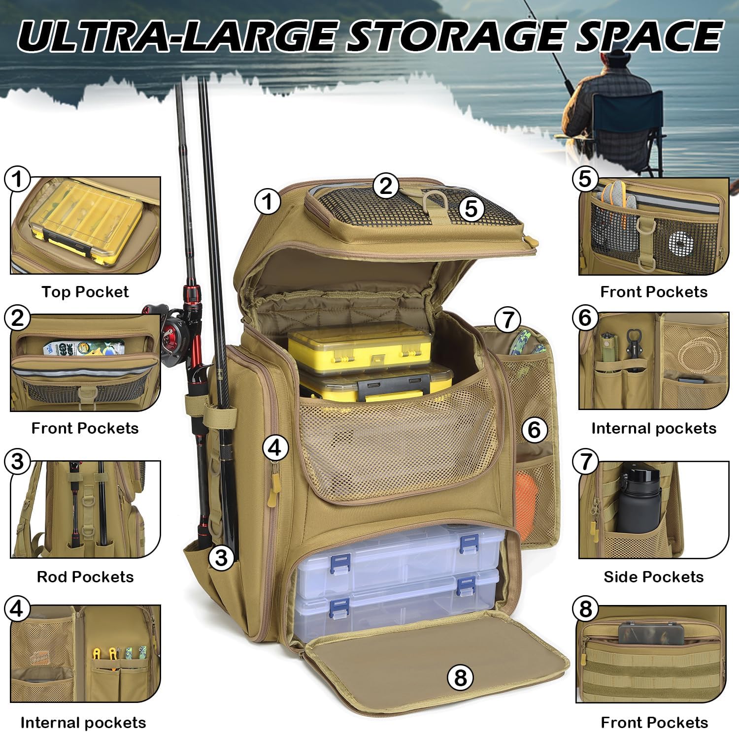 Borsa da Pesca Tattica Grande 45L - immagine 3