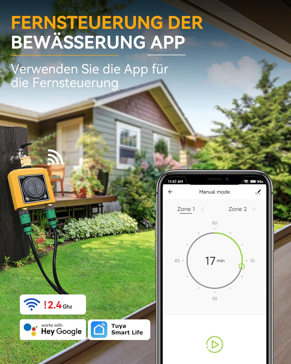 Rainpoint Computer Irrigazione WLAN 2 Uscite Ottone - immagine 3