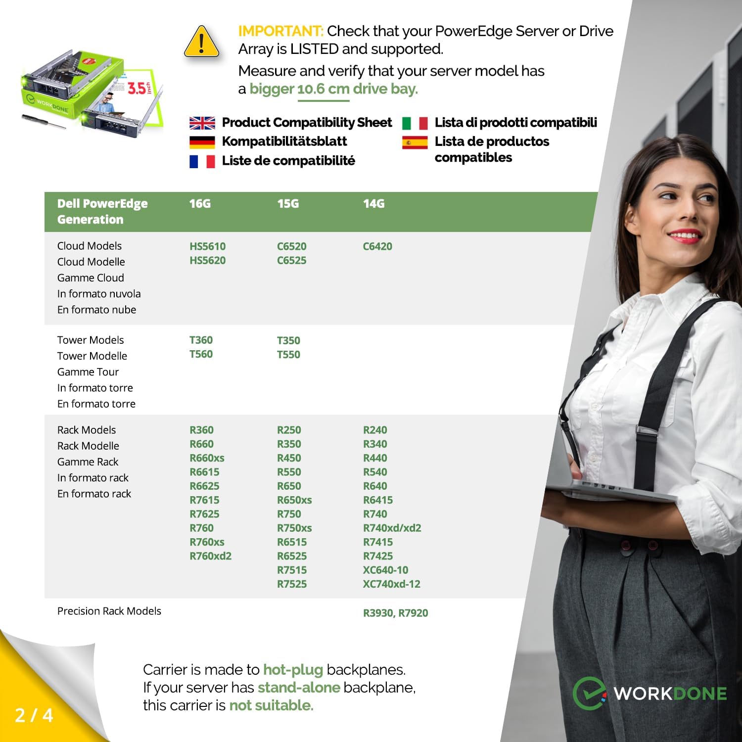 Workdone 2 Caddy Disco Rigido 3.5" per Server Dell PowerEdge - immagine 3