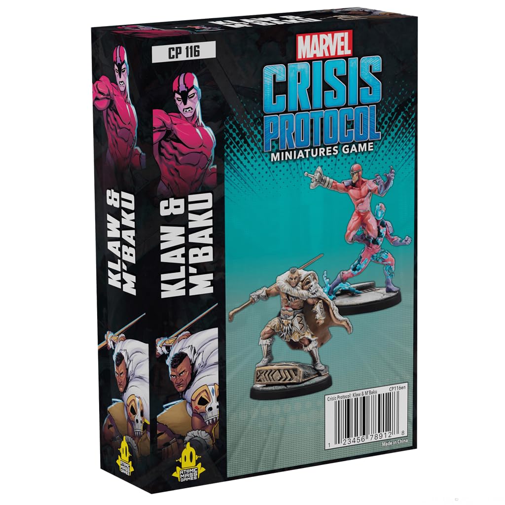 Marvel Crisis Protocol Klaw & M'Baku Character Pack,Gioco di battaglia in miniature,Gioco di strategia per adulti,Età 14+,2 giocatori,Tempo di gioco medio 90 minuti,Realizzato da Atomic Mass Games