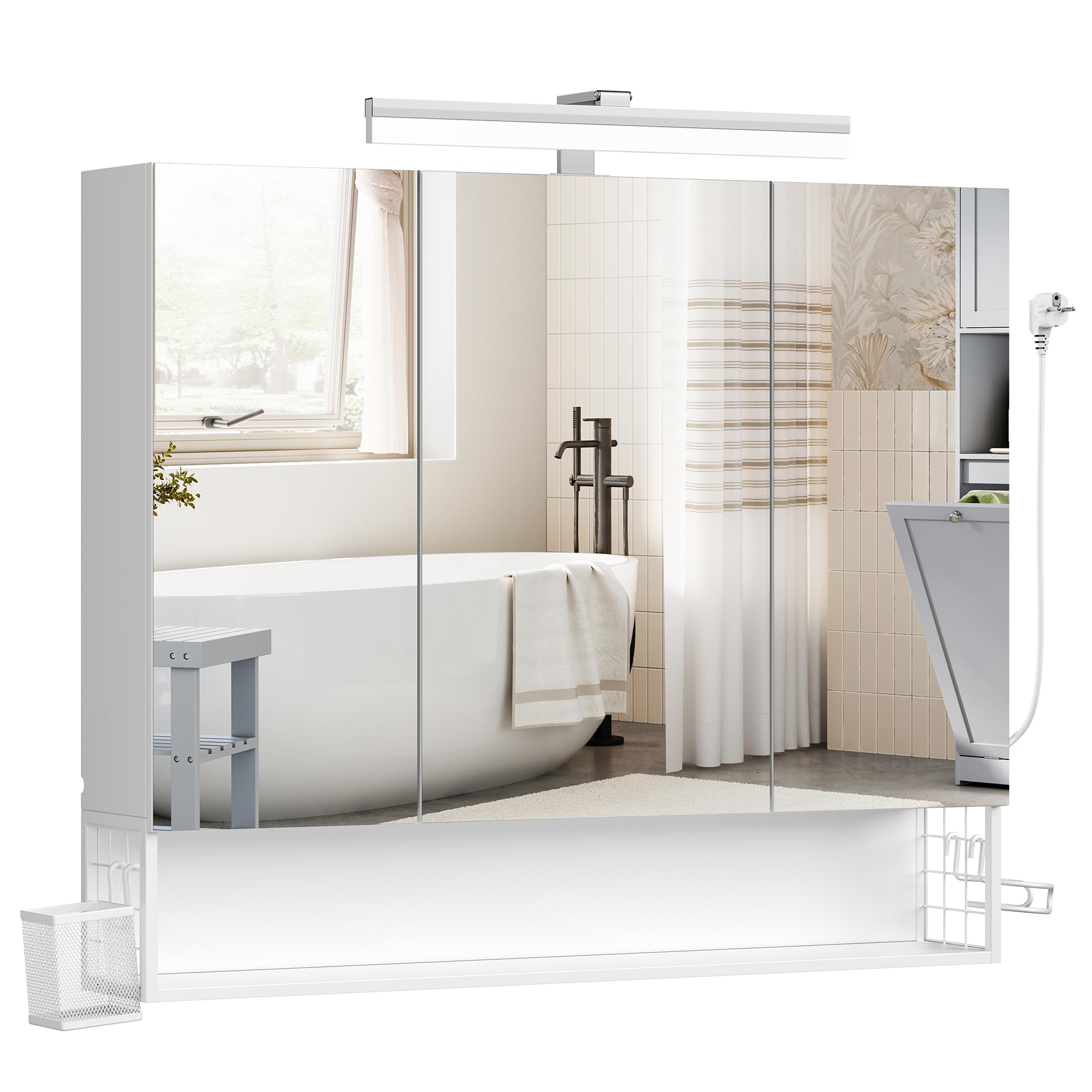 Vasagle Mobile Bagno con Illuminazione LED, Bianco Nuvola