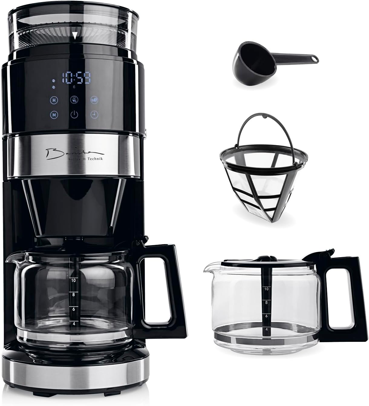 Barista Macchina da Caffè con Macinino e Caraffa in Vetro