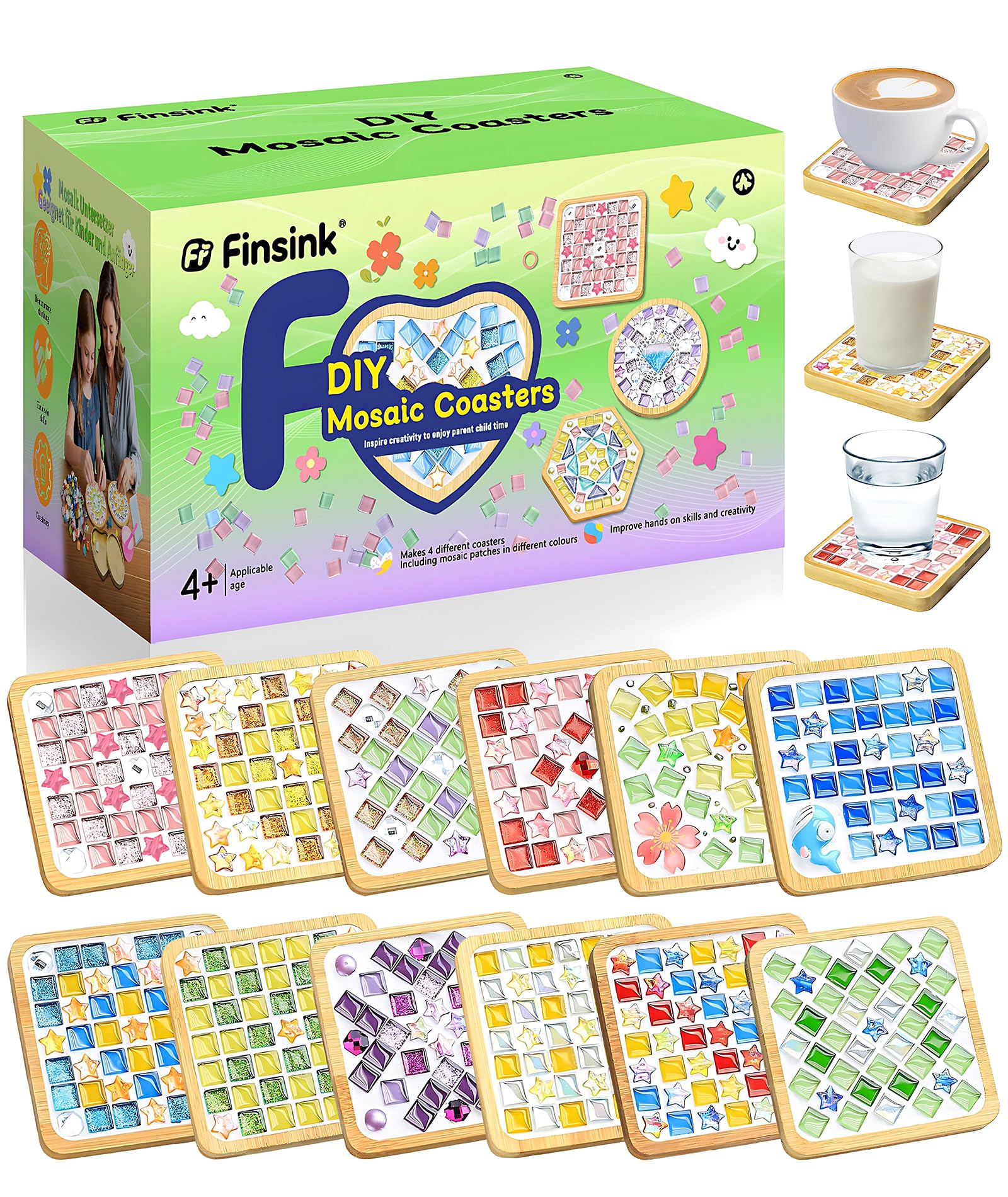 Finsink Set 12 Sottobicchieri a Mosaico Fai da Te