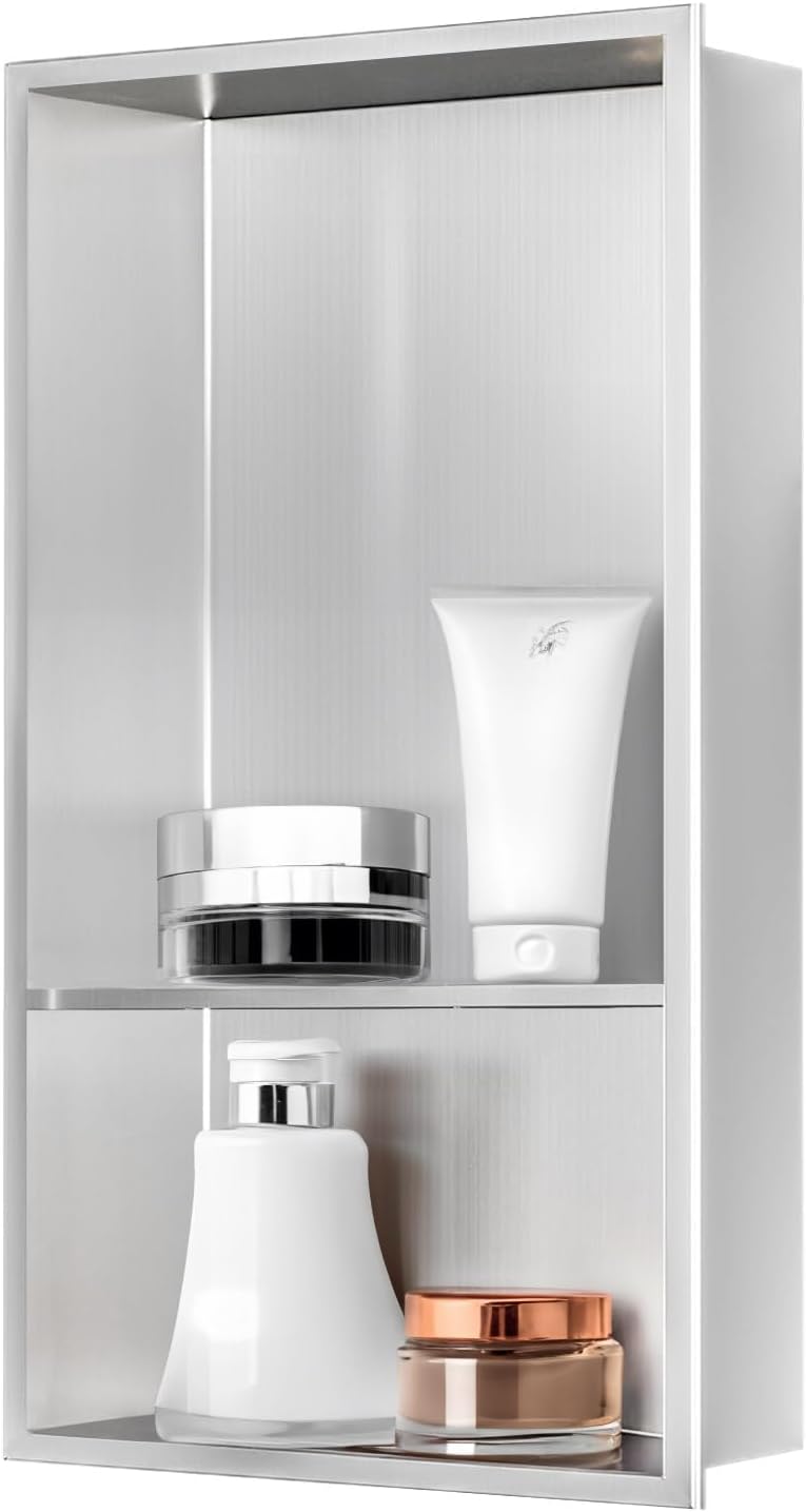 Sunrik Nicchia Doccia Incasso in Acciaio Inox 60x30x10cm