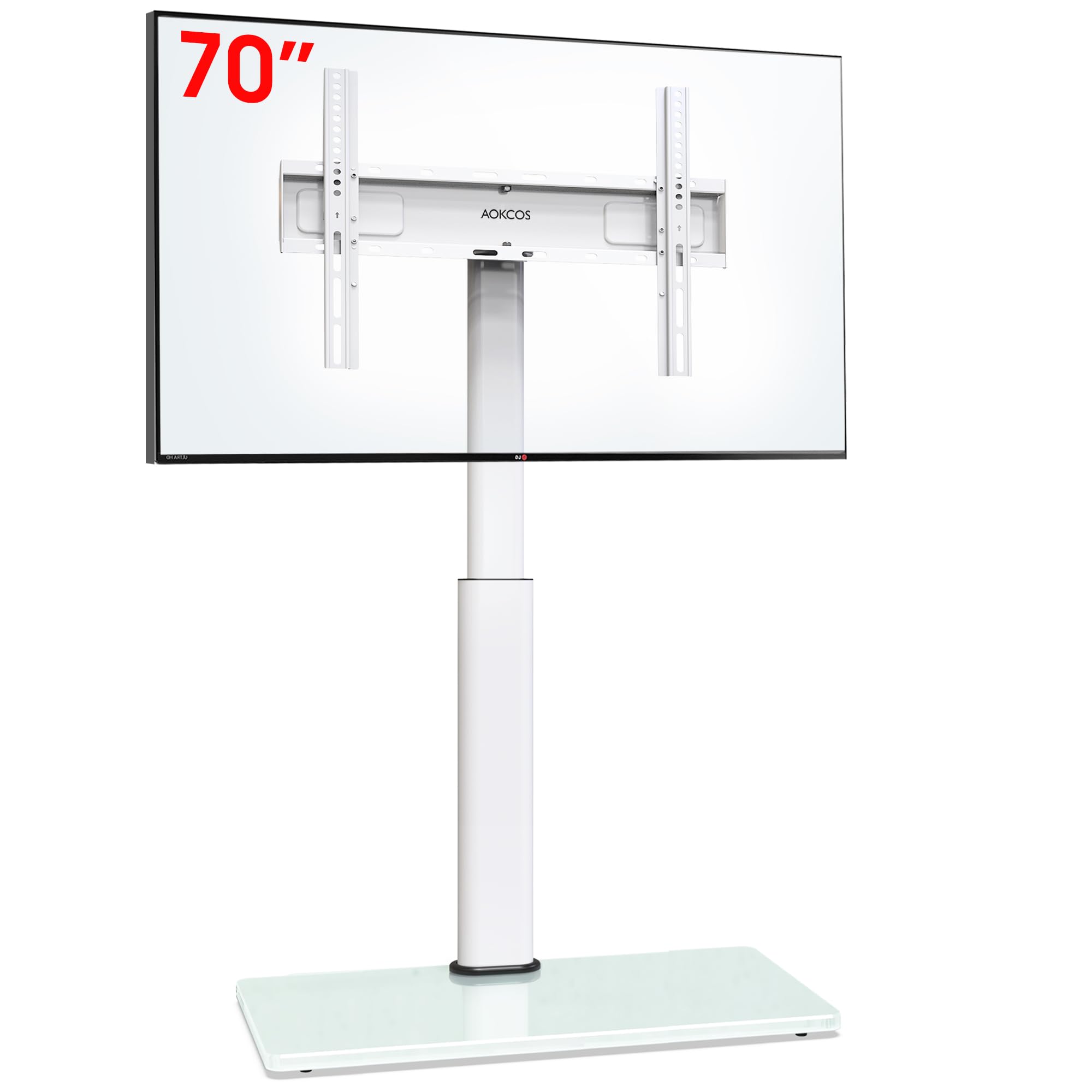 Aokcos Supporto TV da Pavimento Inclinabile 32-70 Pollici, Bianco