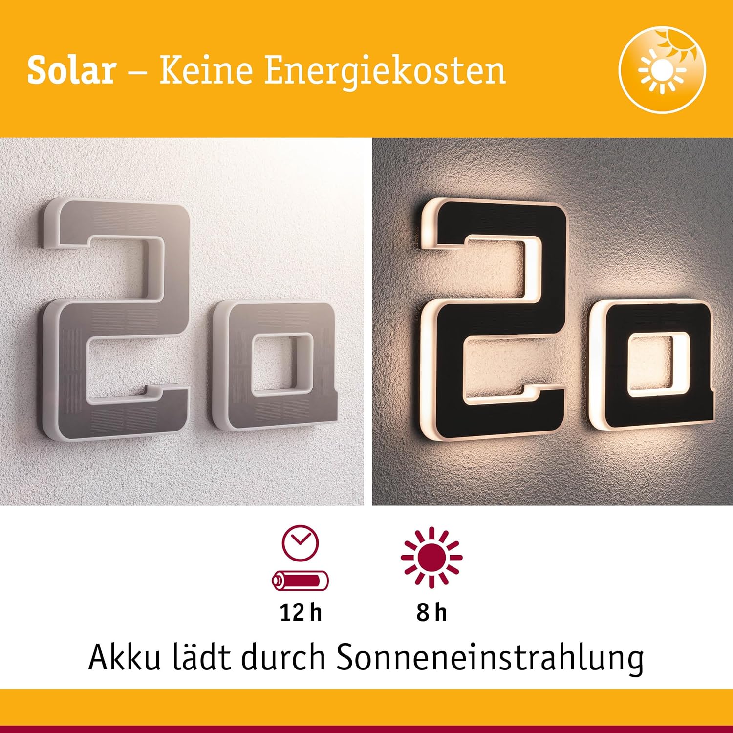 Paulmann 94650 - Numero Civico LED Solare IP44, Nero - immagine 2
