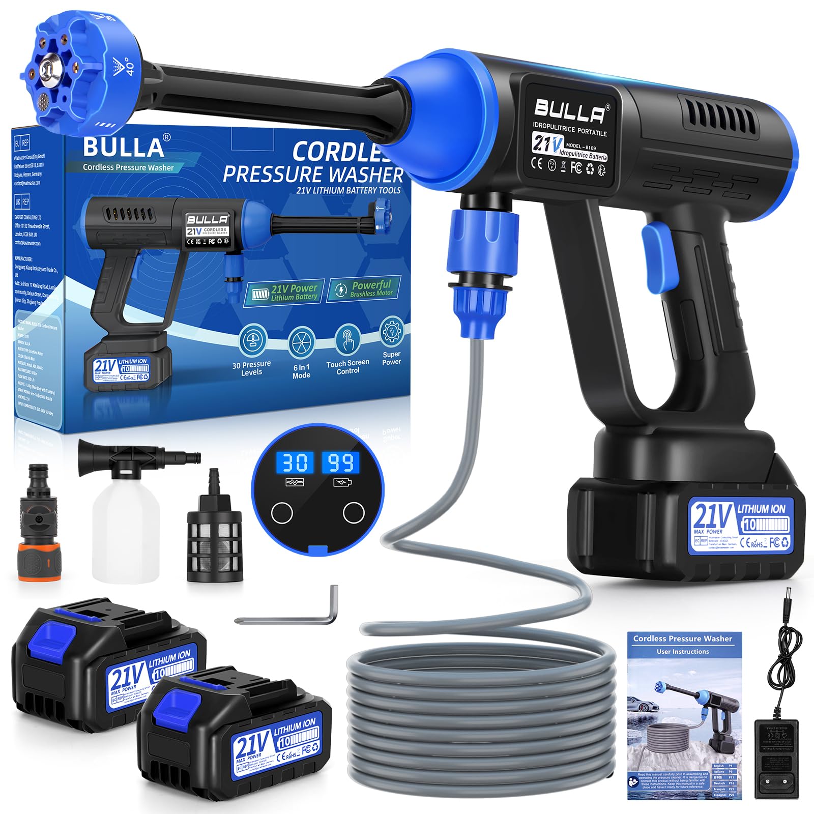 Idropulitrice a Batteria Portatile con Ugello 6-in-1