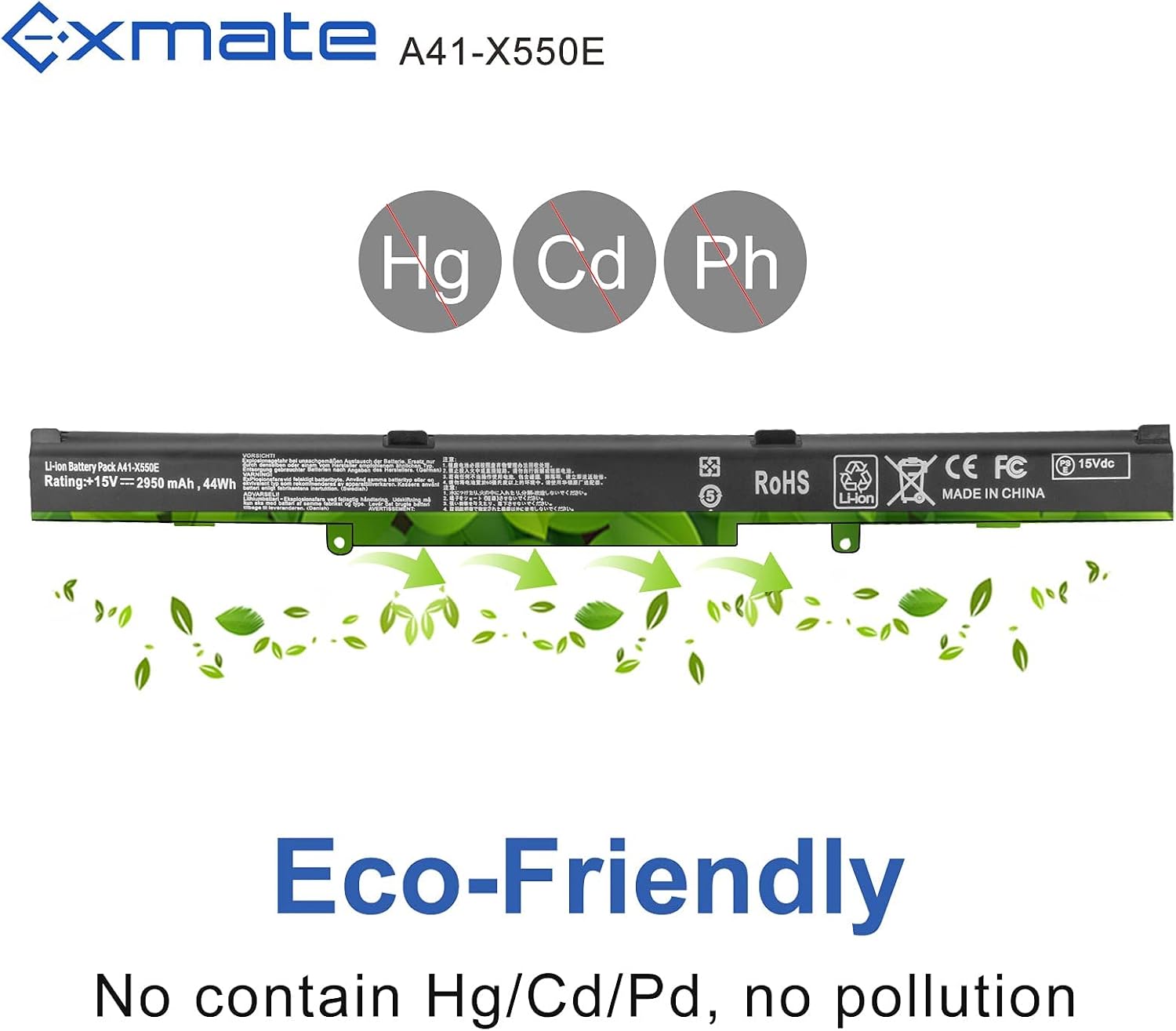 Exmate 2600mAh Batteria A41-X550E per Asus X450 X450E X450JF A450J ...
