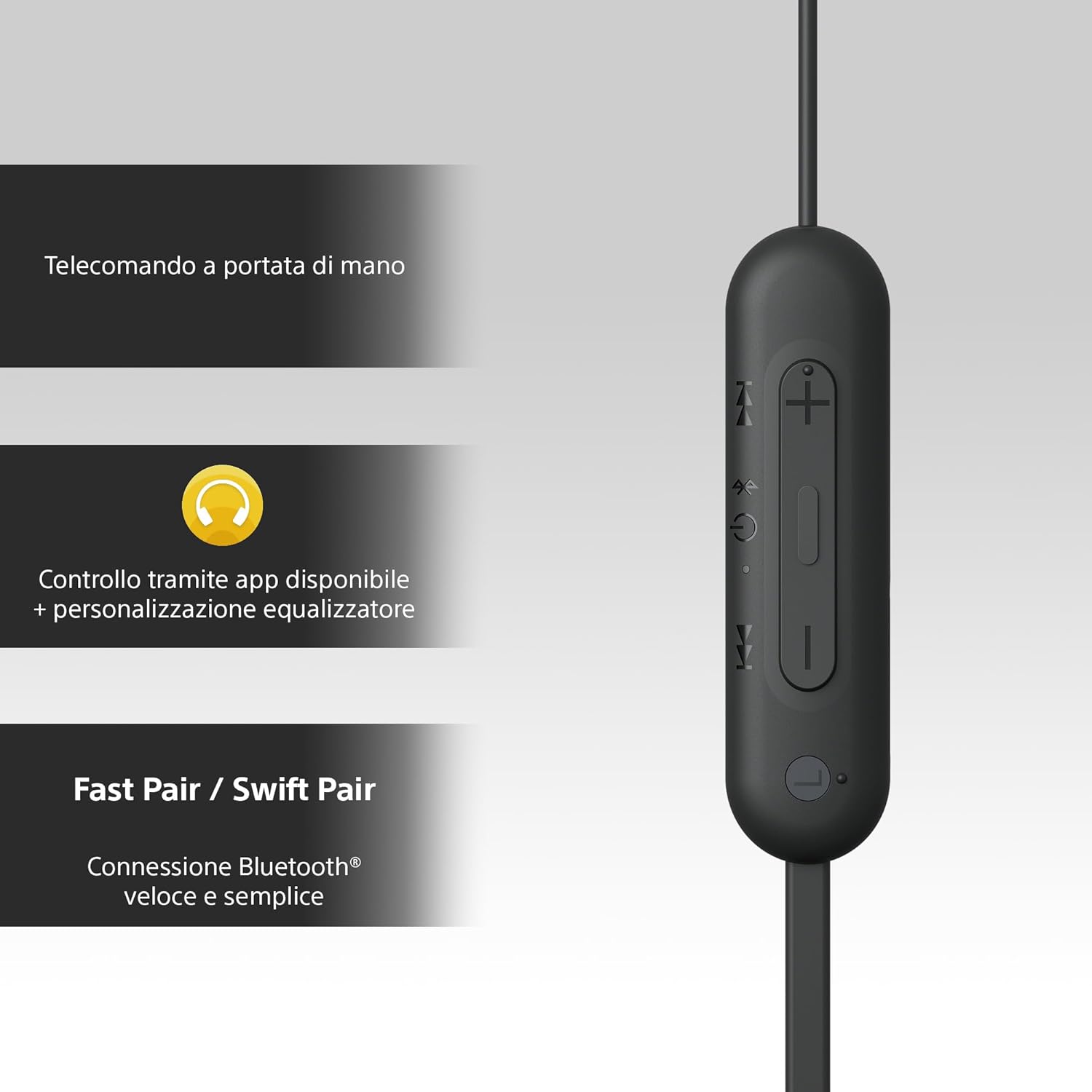 Sony WI-C100 - Cuffie Wireless Bluetooth 25h, Nero - immagine 5