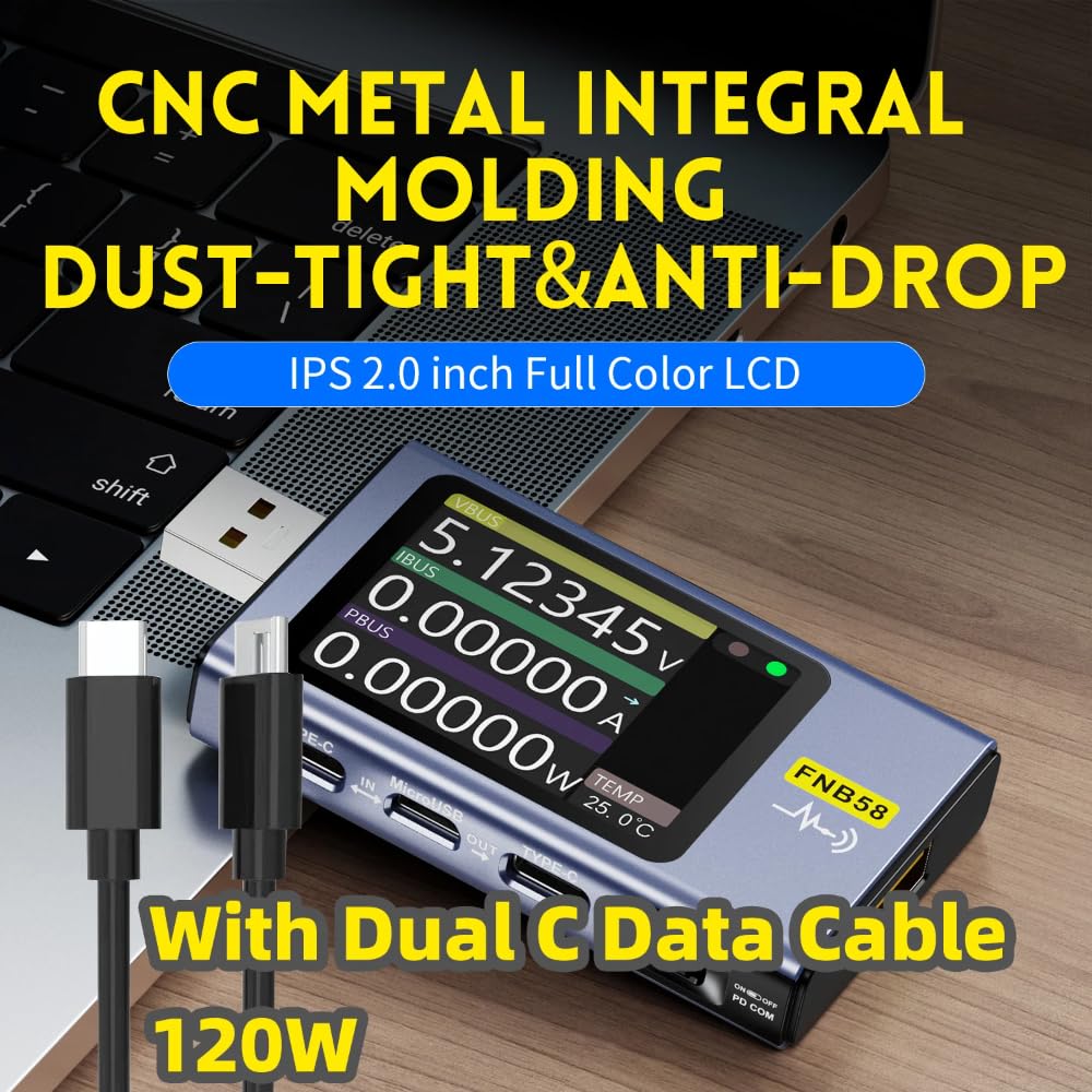 Dollatek FNB58 Voltmetro Amperometro USB Tester Type-C - immagine 3