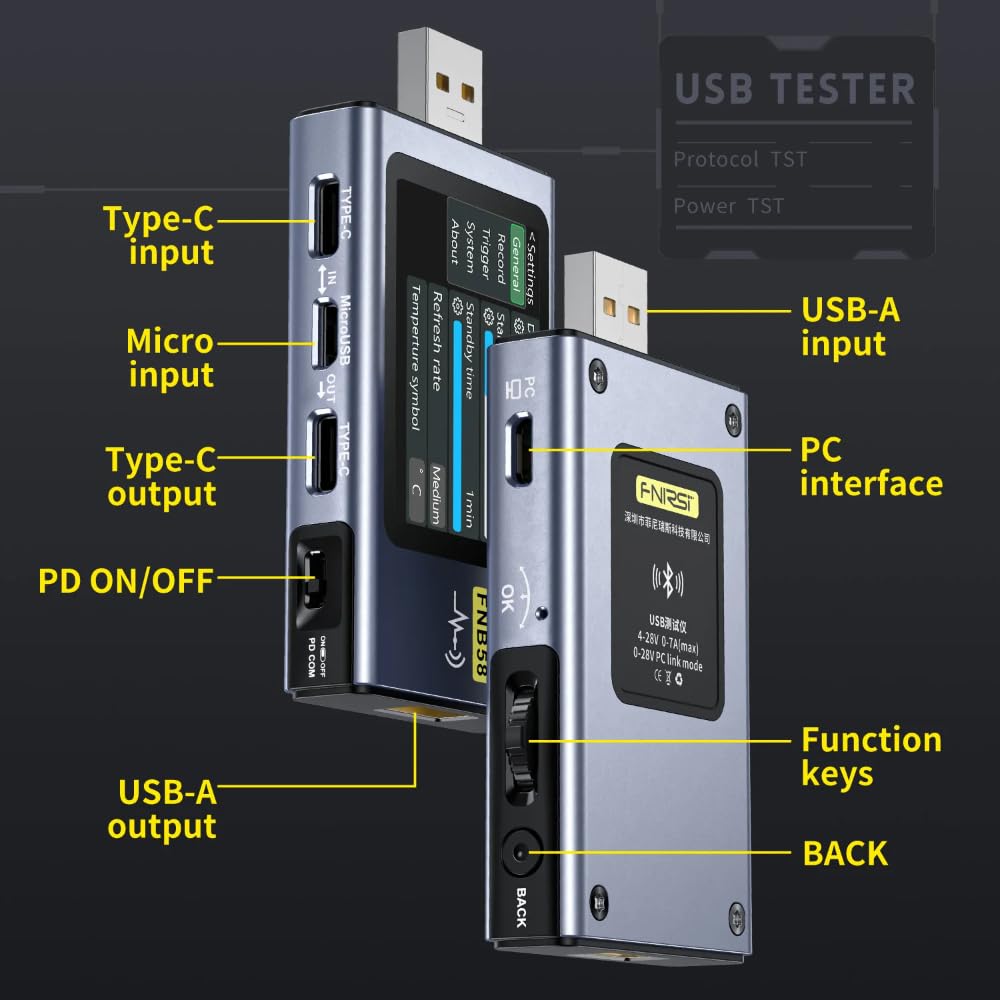 Dollatek FNB58 Voltmetro Amperometro USB Tester Type-C - immagine 4