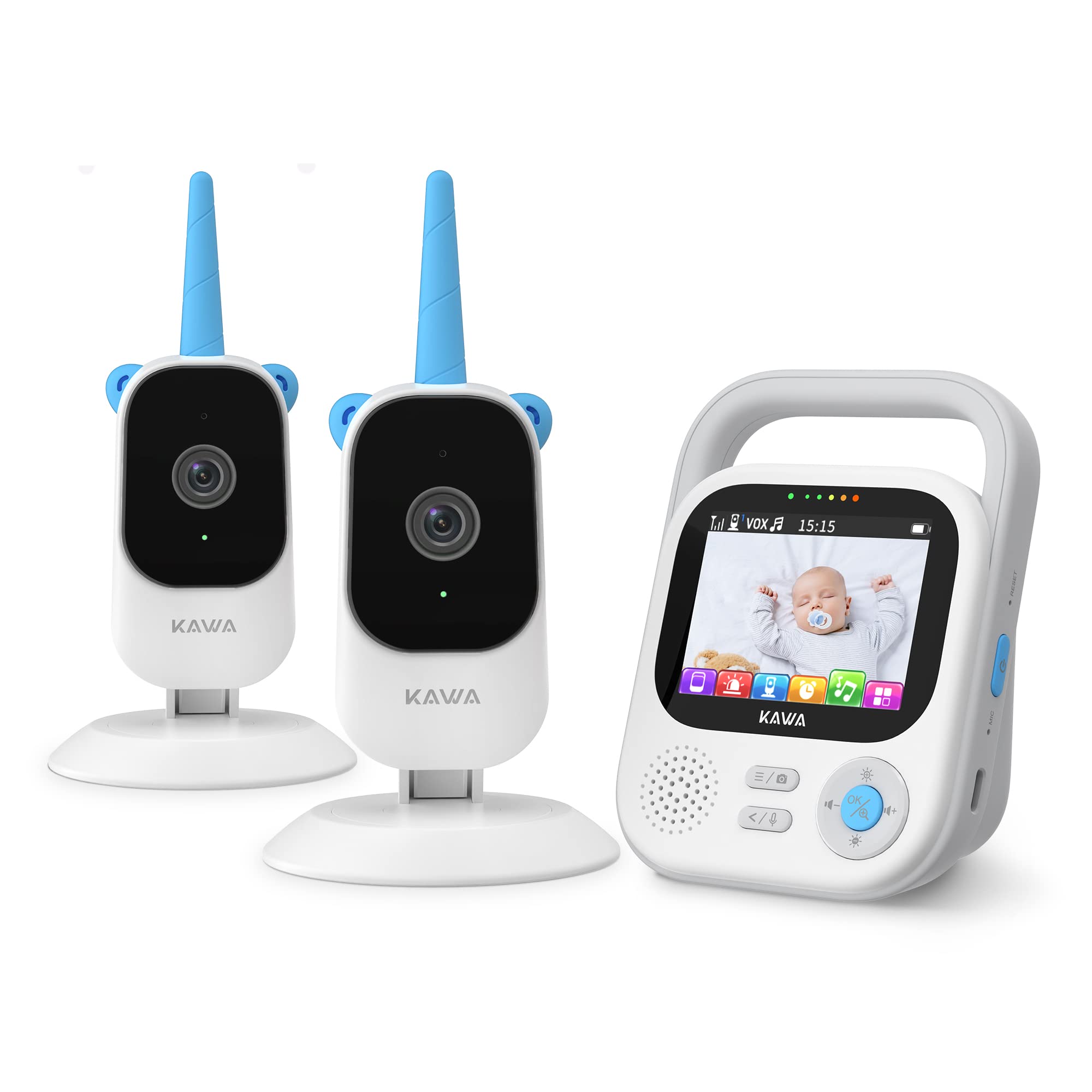 Kawa Baby Monitor con 2 Fotocamere 2K QHD, Schermo 2.8"