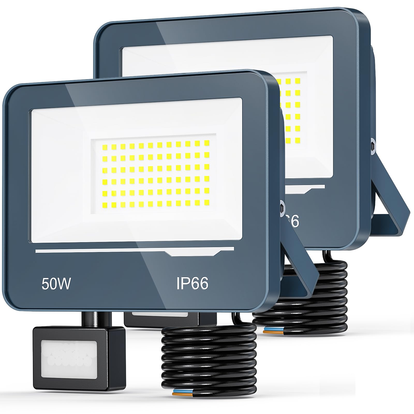 Topaubub Faro LED Esterno con Sensore Movimento 50W 5000LM (2 Pezzi)