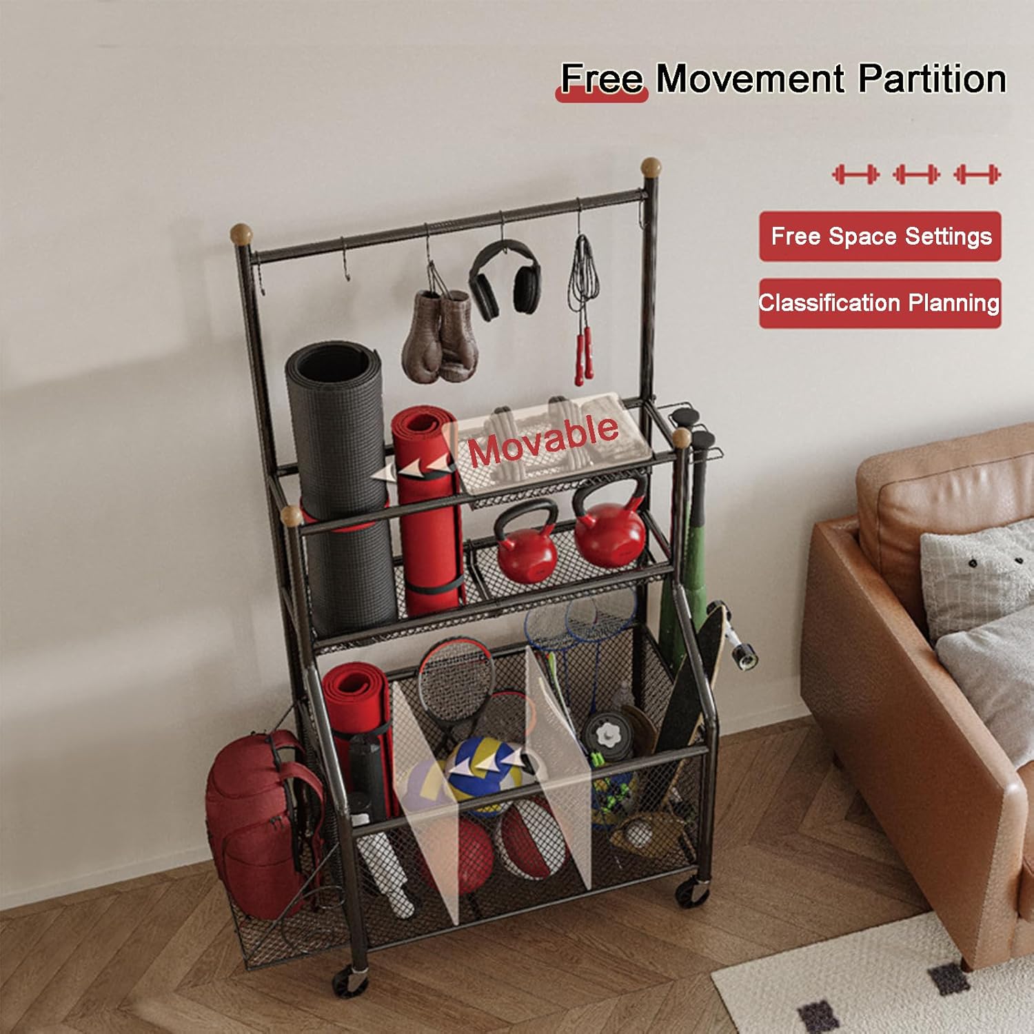 Supporto Palestra Domestica con Ruote Bloccabili - immagine 4