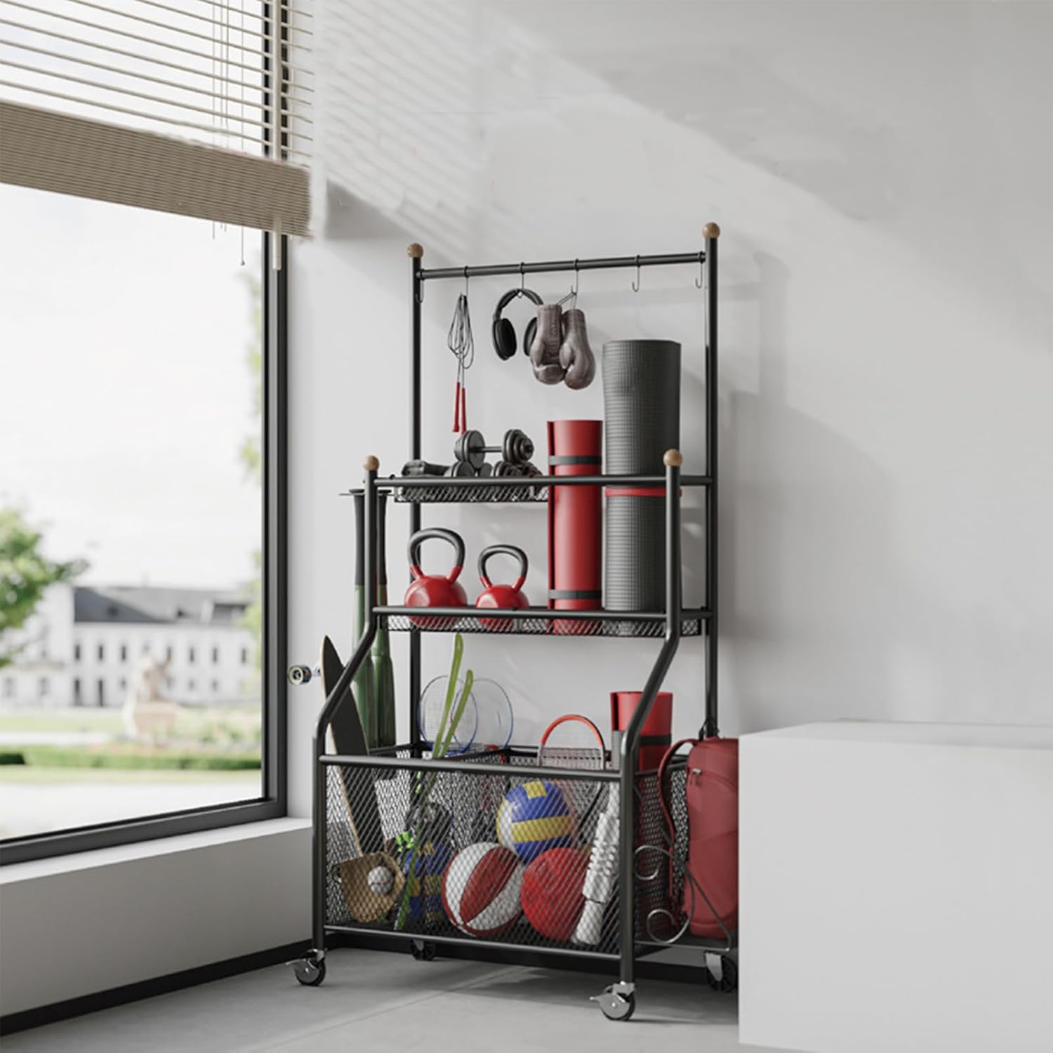 Supporto Palestra Domestica con Ruote Bloccabili - immagine 6