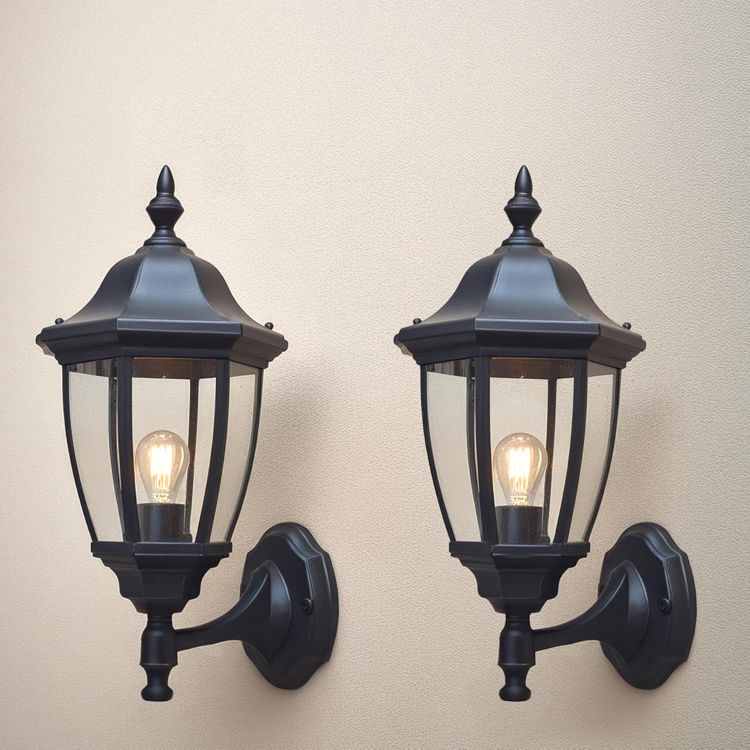 Ebion 2 Pezzi Applique Da Esterno E27, Nere - immagine 1