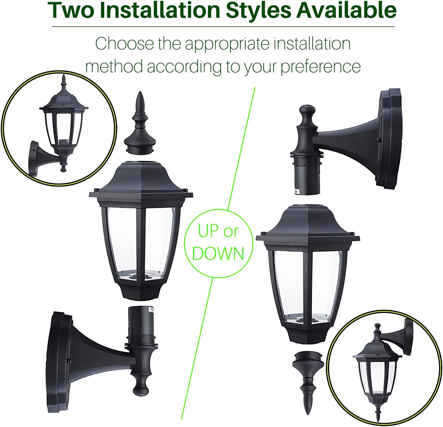 Ebion 2 Pezzi Applique Da Esterno E27, Nere - immagine 3