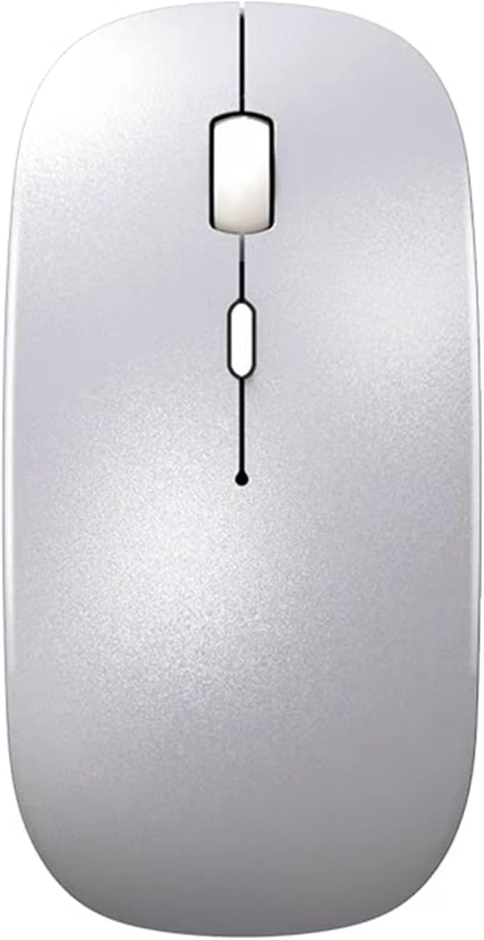 Mouse ottico wireless ultra sottile e portatile ricaricabile (con ricevitore USB) Modello silenzioso | 3 livelli di dpi regolabili | Compatibilità notebook/PC/computer/MacBook (argento)