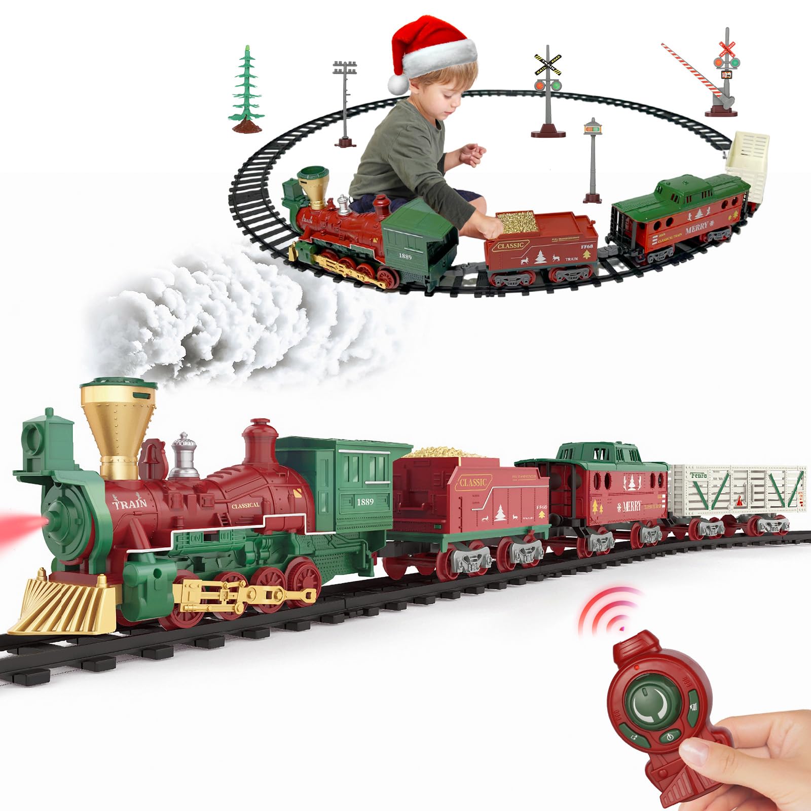 Set Ferrovia a Vapore Giocattolo Elettrico con Telecomando