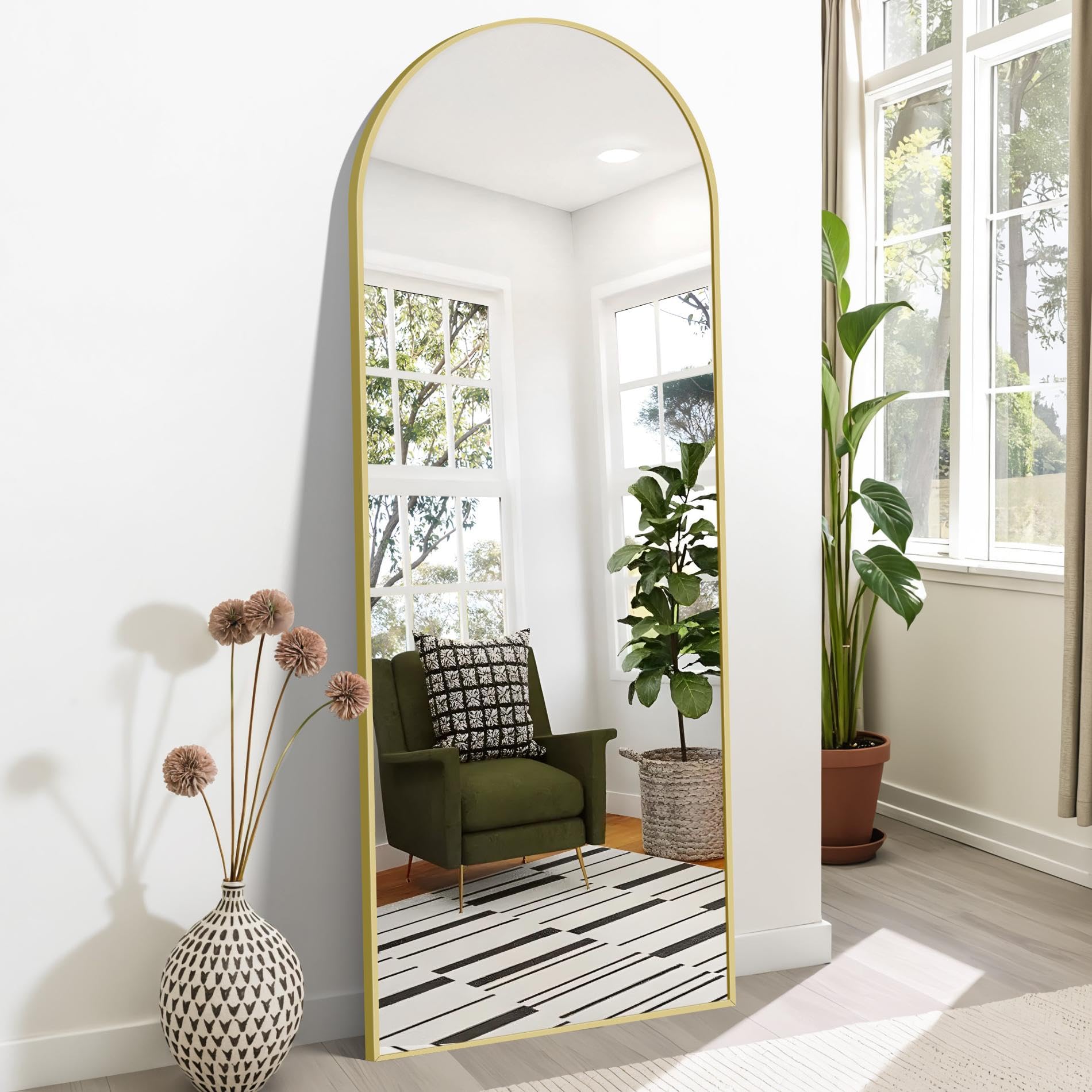 Weare Home Specchio da Terra ad Arco 165x60cm, Oro