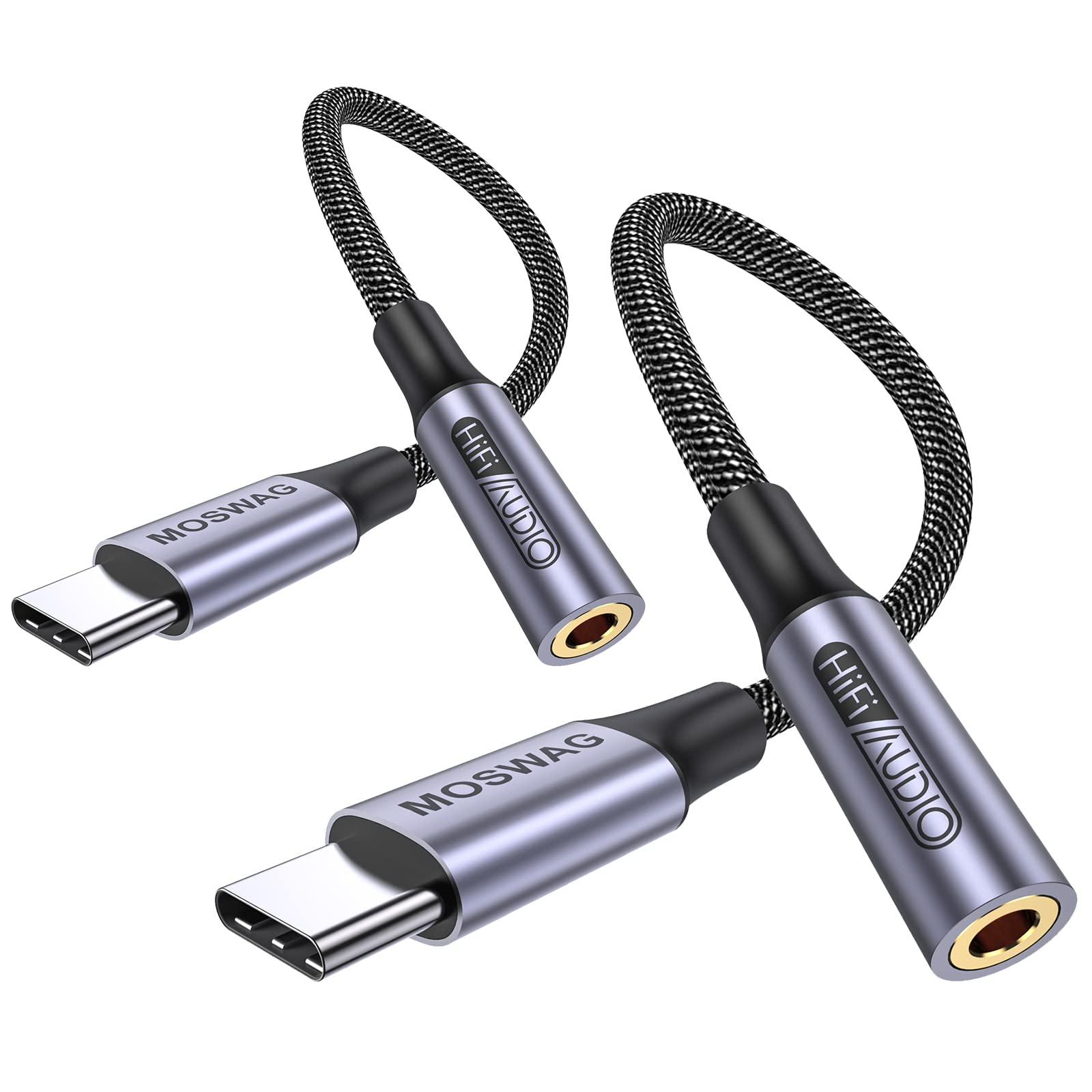 Moswag Adattatore Jack Cuffie USB C a 3.5mm [2 Pezzi]