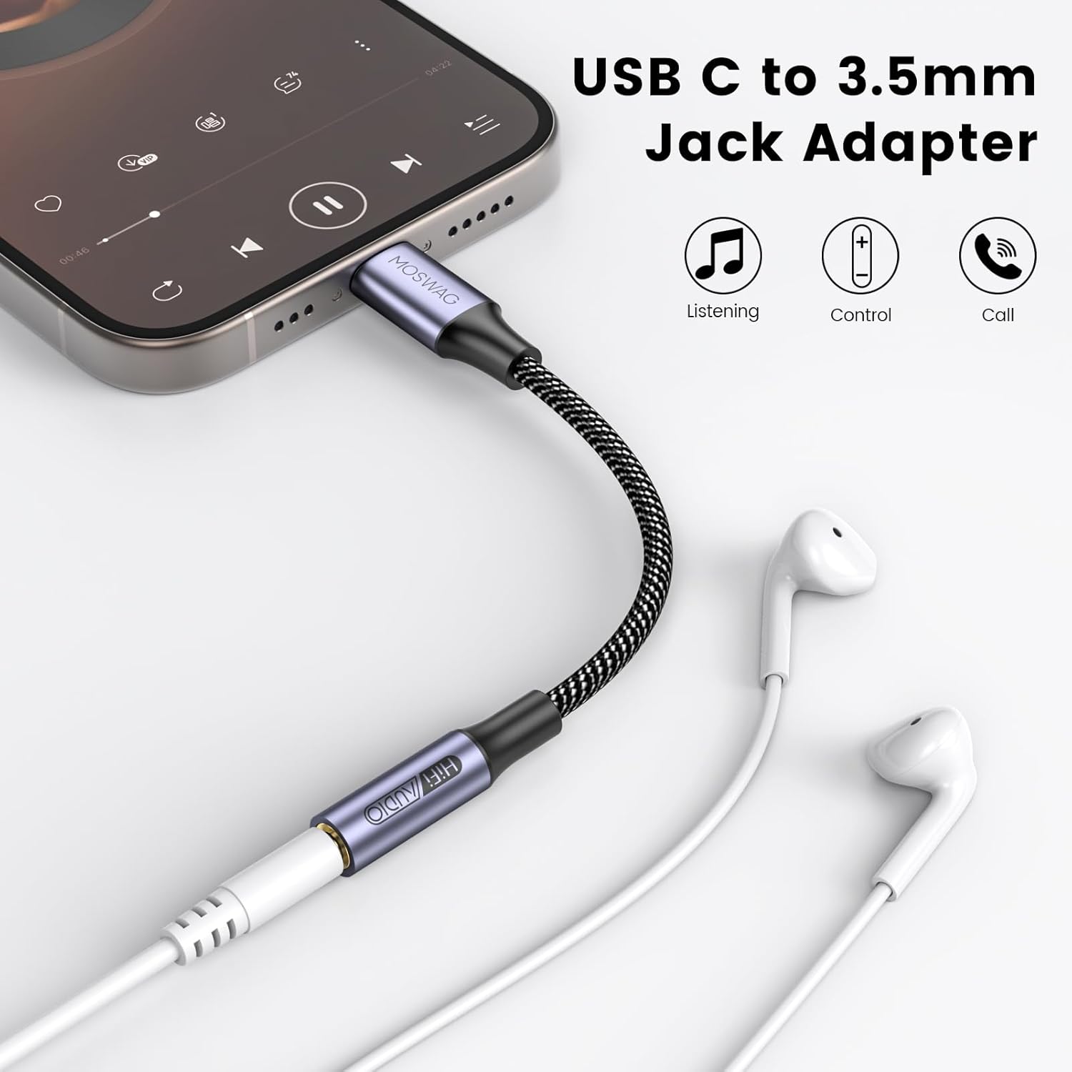 Moswag Adattatore Jack Cuffie USB C a 3.5mm [2 Pezzi] - immagine 2